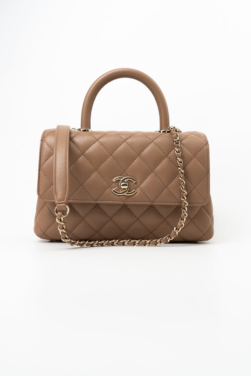 22K Dark Beige Caviar Quilted Coco Handle Small LGHW