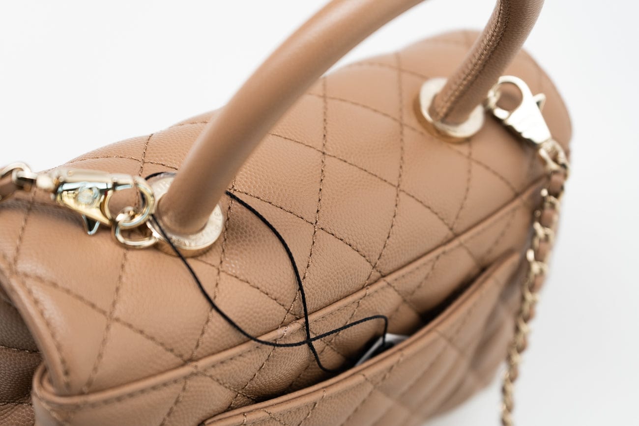 22K Dark Beige Caviar Quilted Coco Handle Small LGHW