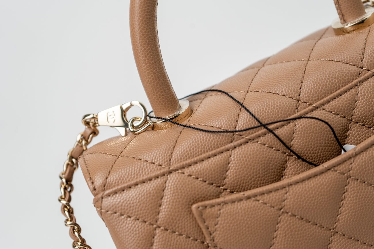 22K Dark Beige Caviar Quilted Coco Handle Small LGHW