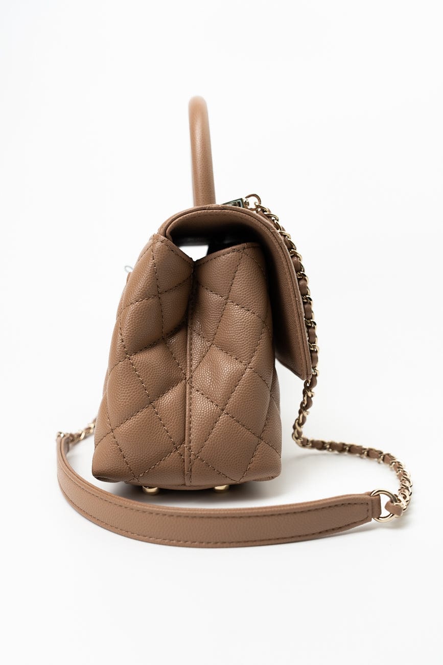 22K Dark Beige Caviar Quilted Coco Handle Small LGHW