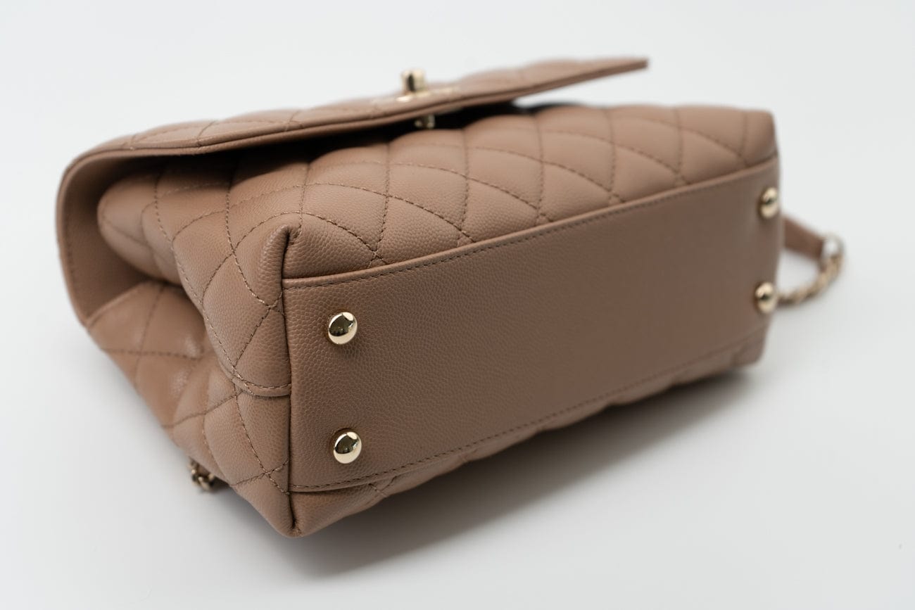 22K Dark Beige Caviar Quilted Coco Handle Small LGHW