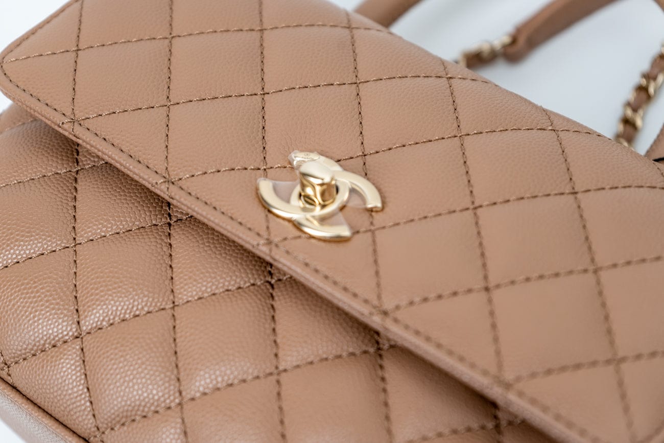 22K Dark Beige Caviar Quilted Coco Handle Small LGHW
