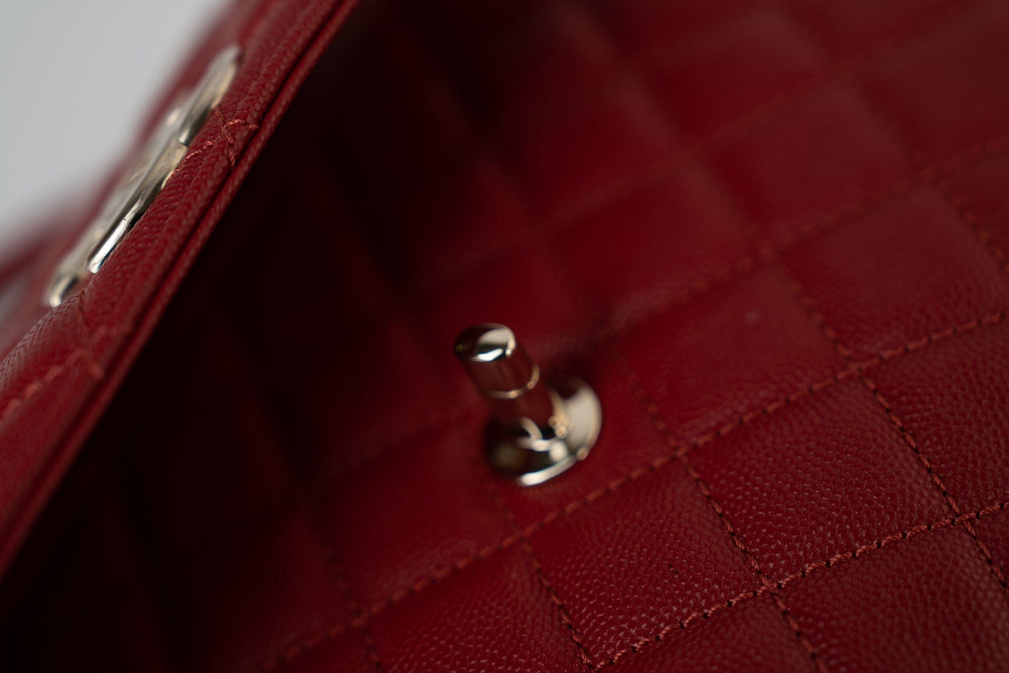 22K Red Caviar Quilted Coco Handle Medium (Old Small) Light Gold Hardware