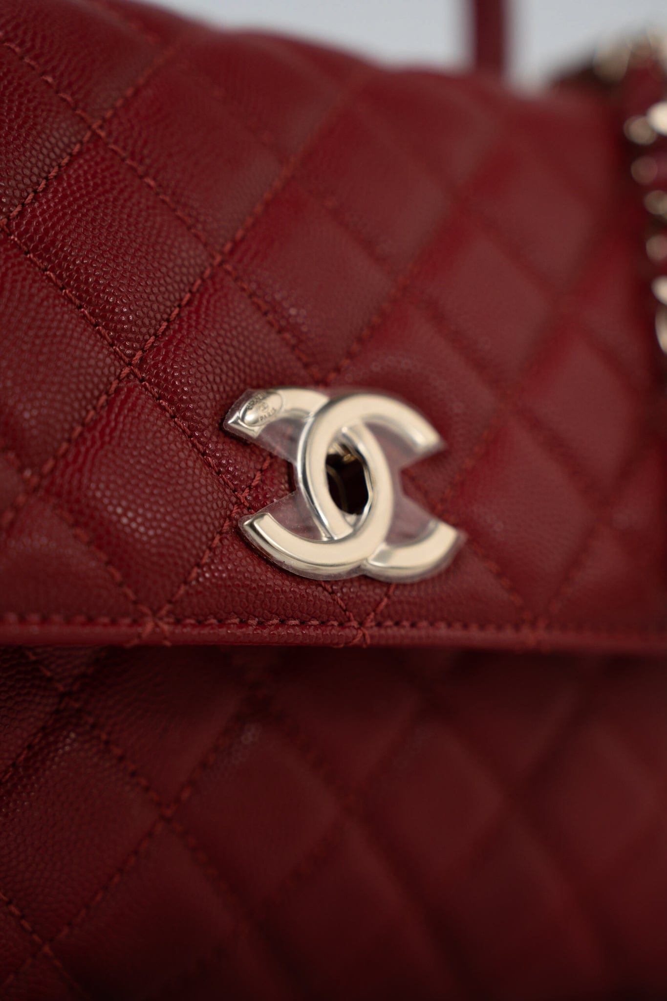 22K Red Caviar Quilted Coco Handle Medium (Old Small) Light Gold Hardware