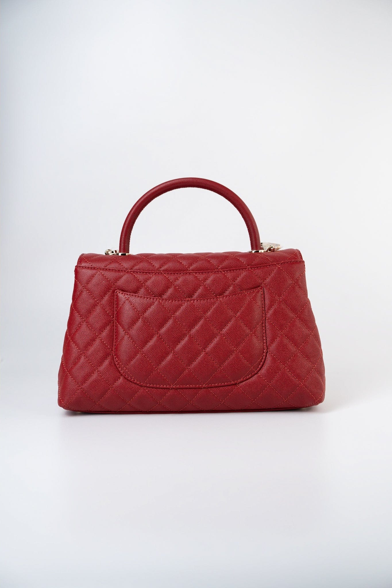 22K Red Caviar Quilted Coco Handle Medium (Old Small) Light Gold Hardware