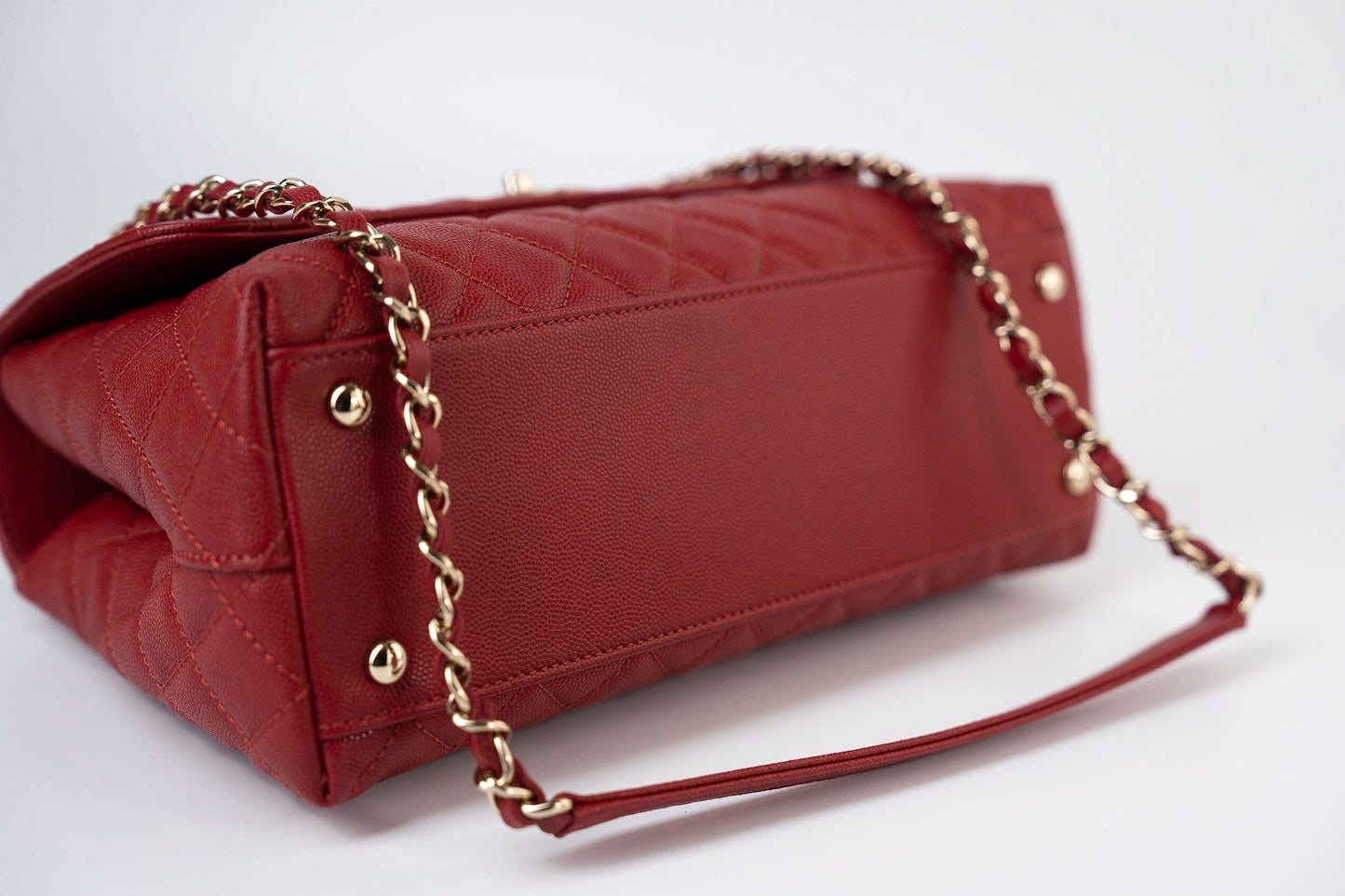 22K Red Caviar Quilted Coco Handle Medium (Old Small) Light Gold Hardware