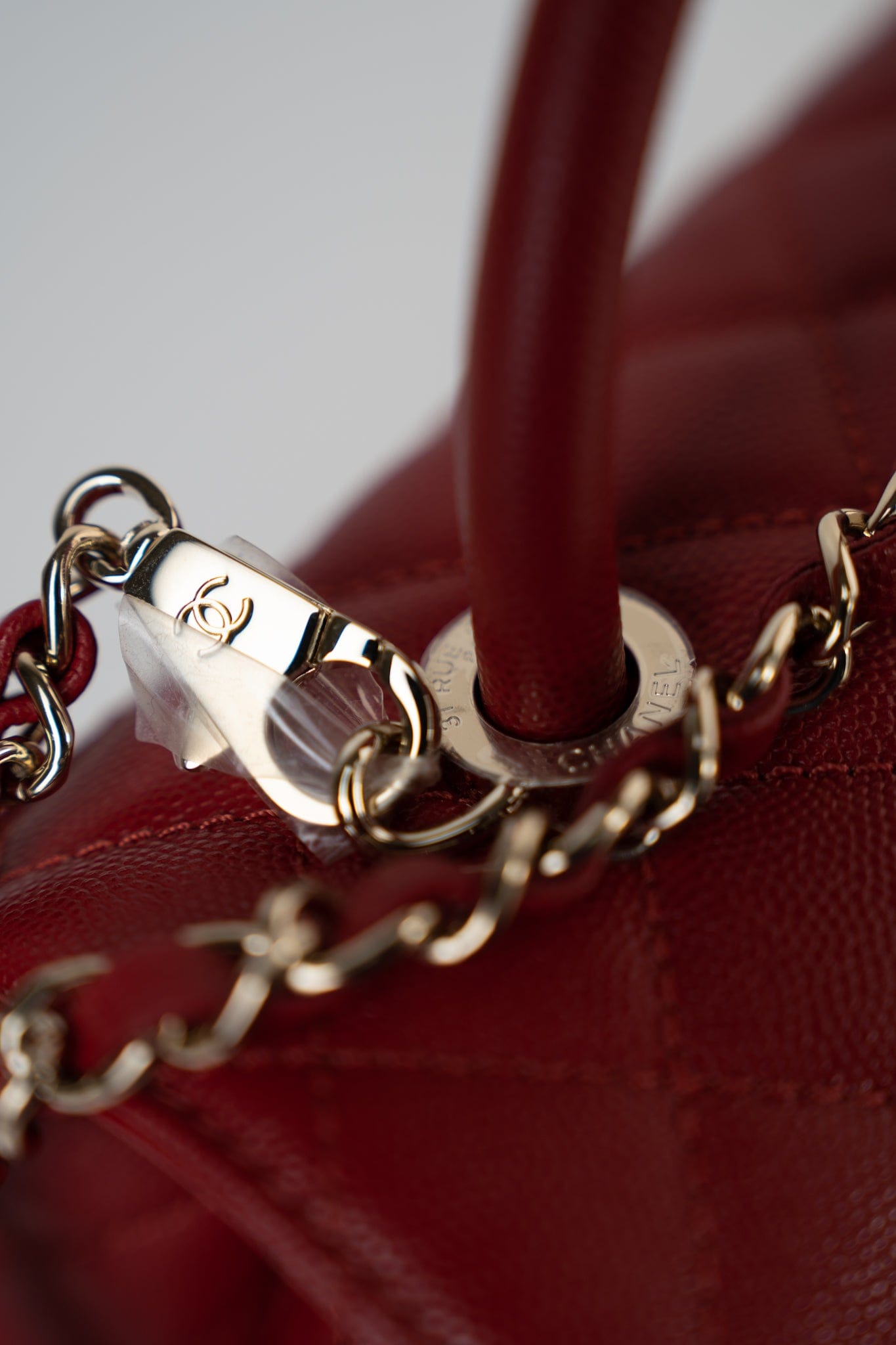 22K Red Caviar Quilted Coco Handle Medium (Old Small) Light Gold Hardware