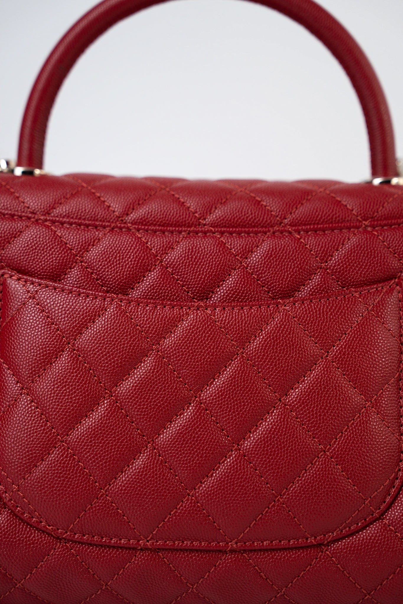 22K Red Caviar Quilted Coco Handle Medium (Old Small) Light Gold Hardware