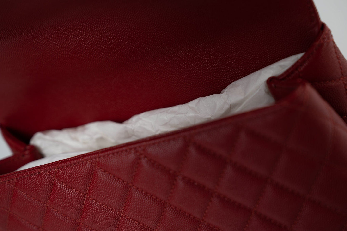 22K Red Caviar Quilted Coco Handle Medium (Old Small) Light Gold Hardware