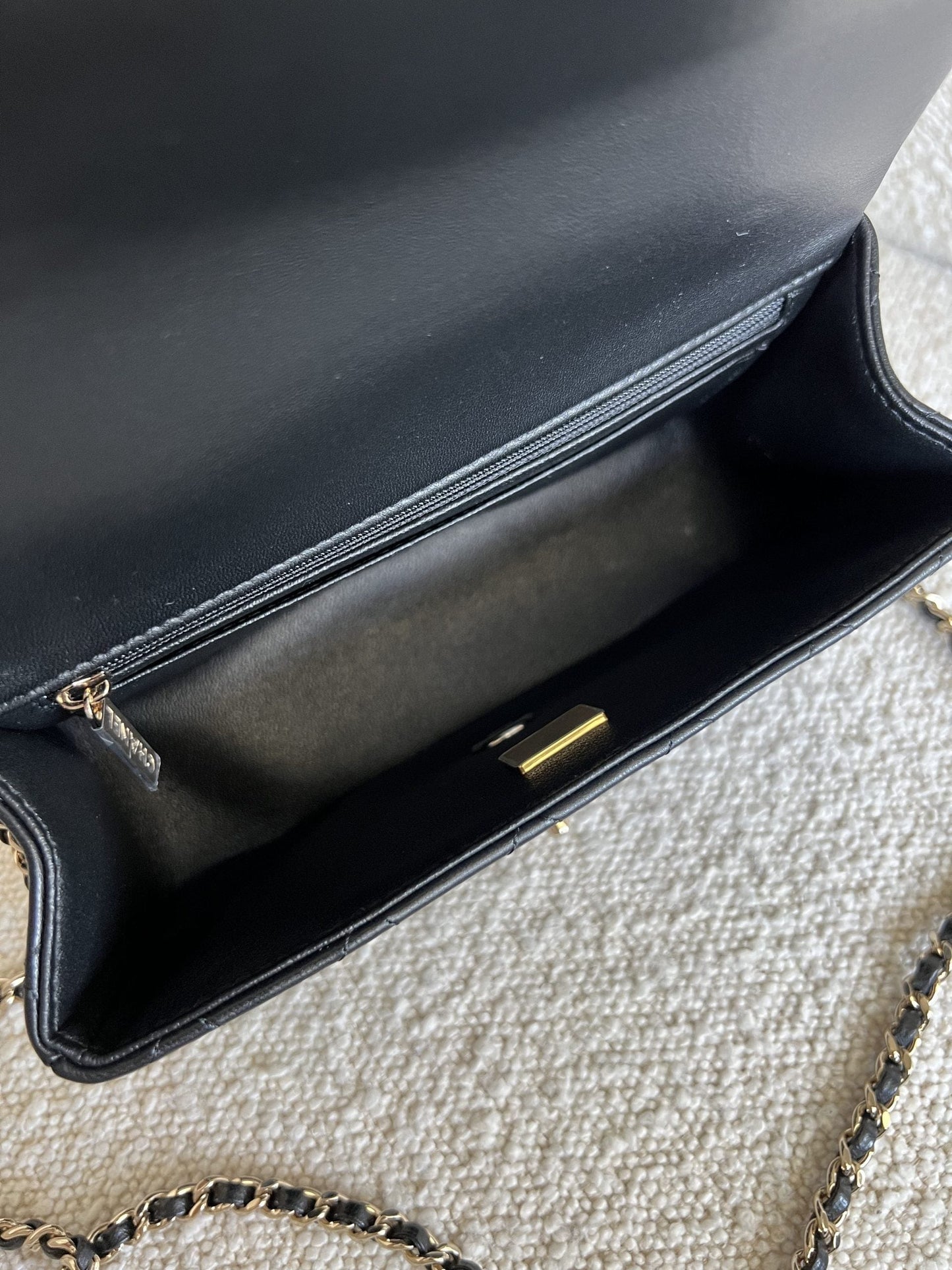 22P Black Lambskin Quilted Mini Top Handle LGHW