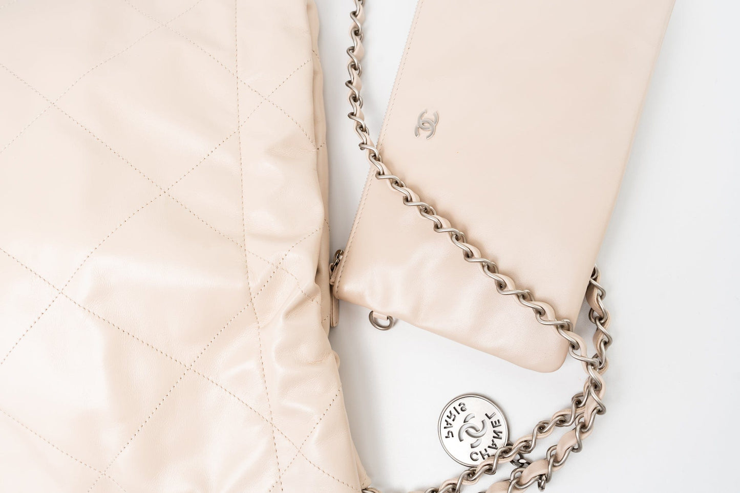 22P Ecru (nude) Small Calfskin Quilted 22 Bag