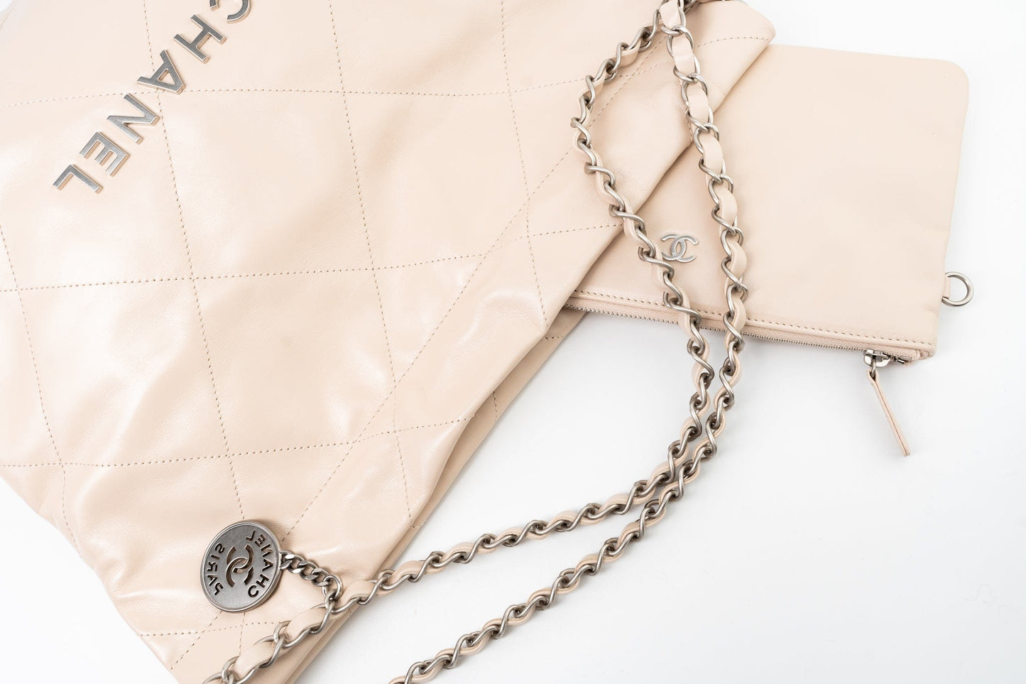 22P Ecru (nude) Small Calfskin Quilted 22 Bag