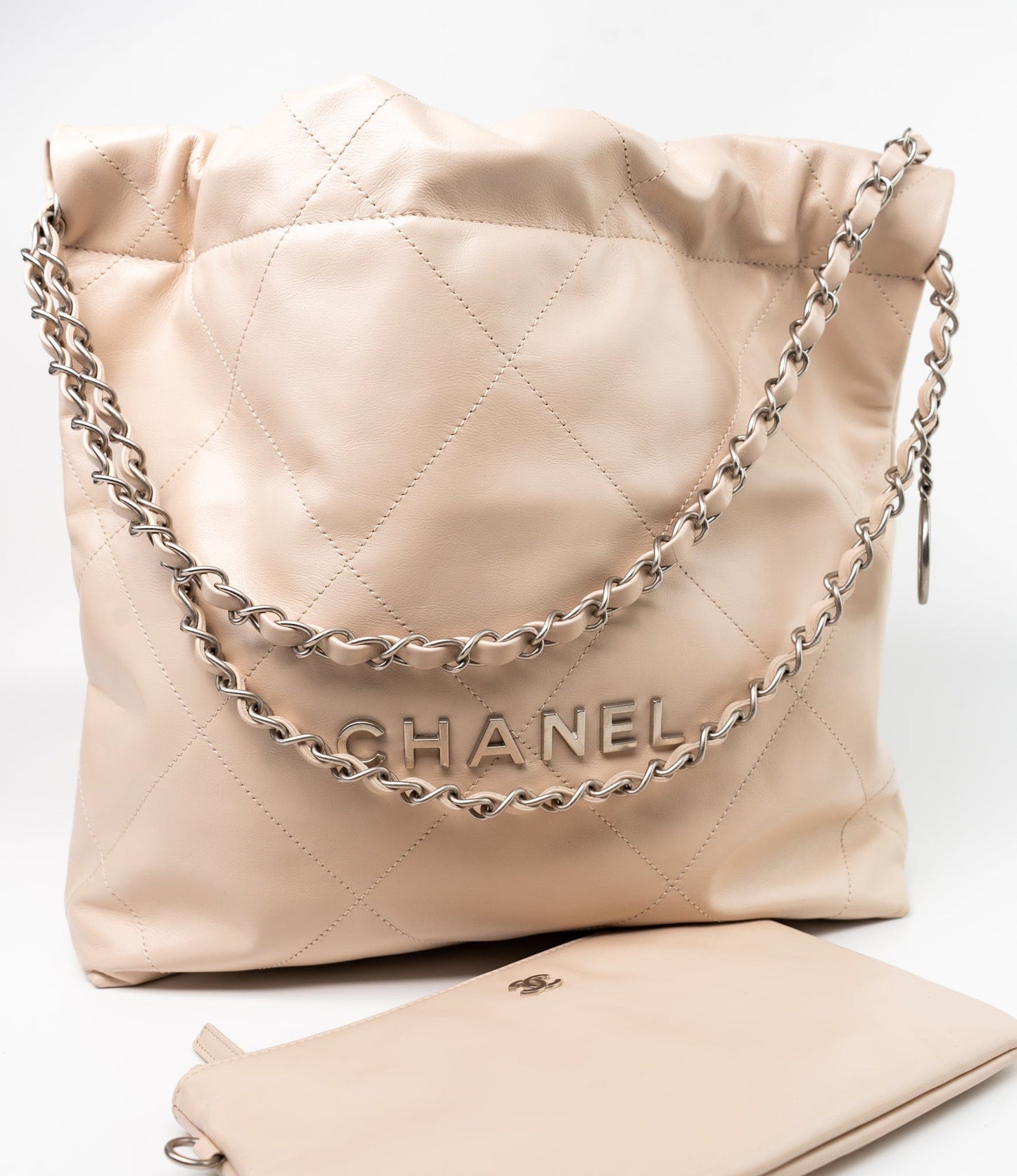 22P Ecru (nude) Small Calfskin Quilted 22 Bag