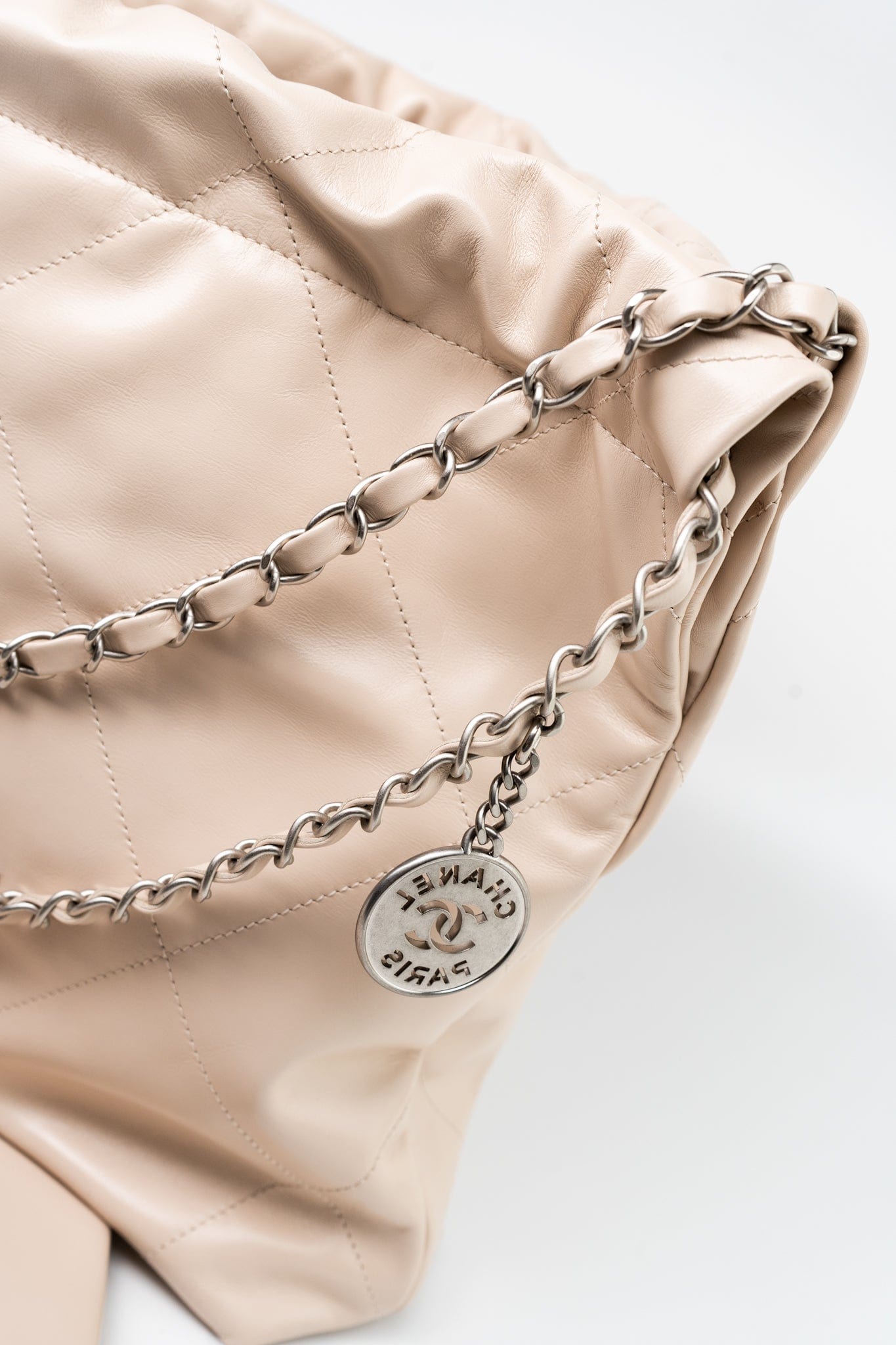 22P Ecru (nude) Small Calfskin Quilted 22 Bag