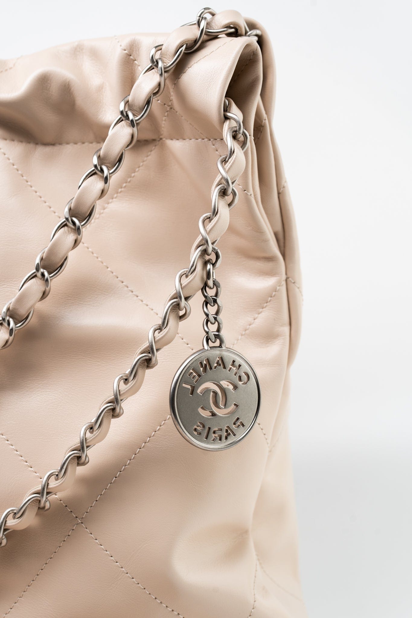 22P Ecru (nude) Small Calfskin Quilted 22 Bag