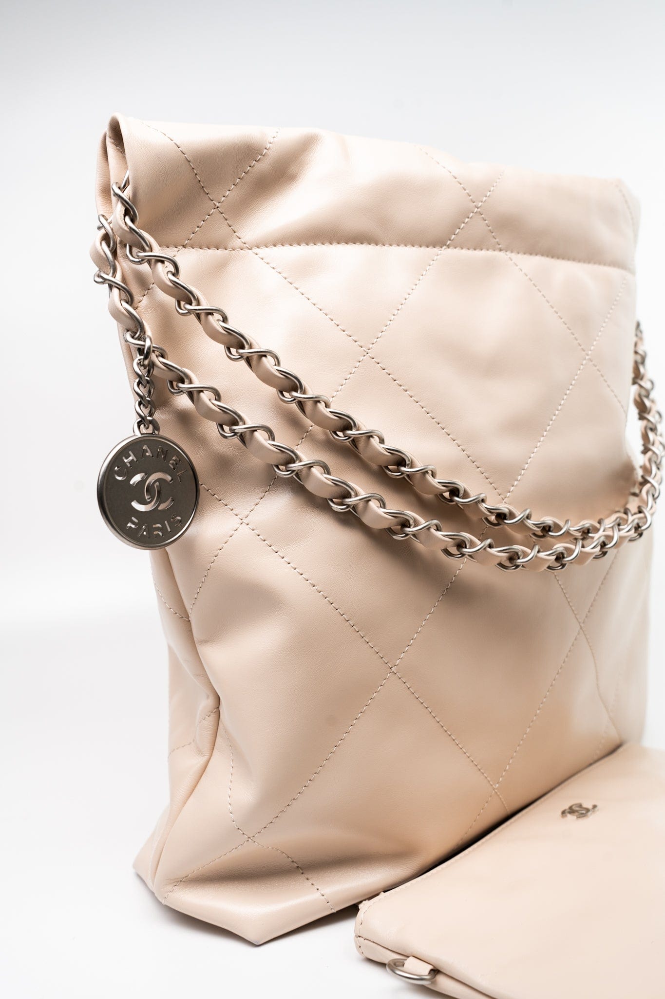 22P Ecru (nude) Small Calfskin Quilted 22 Bag