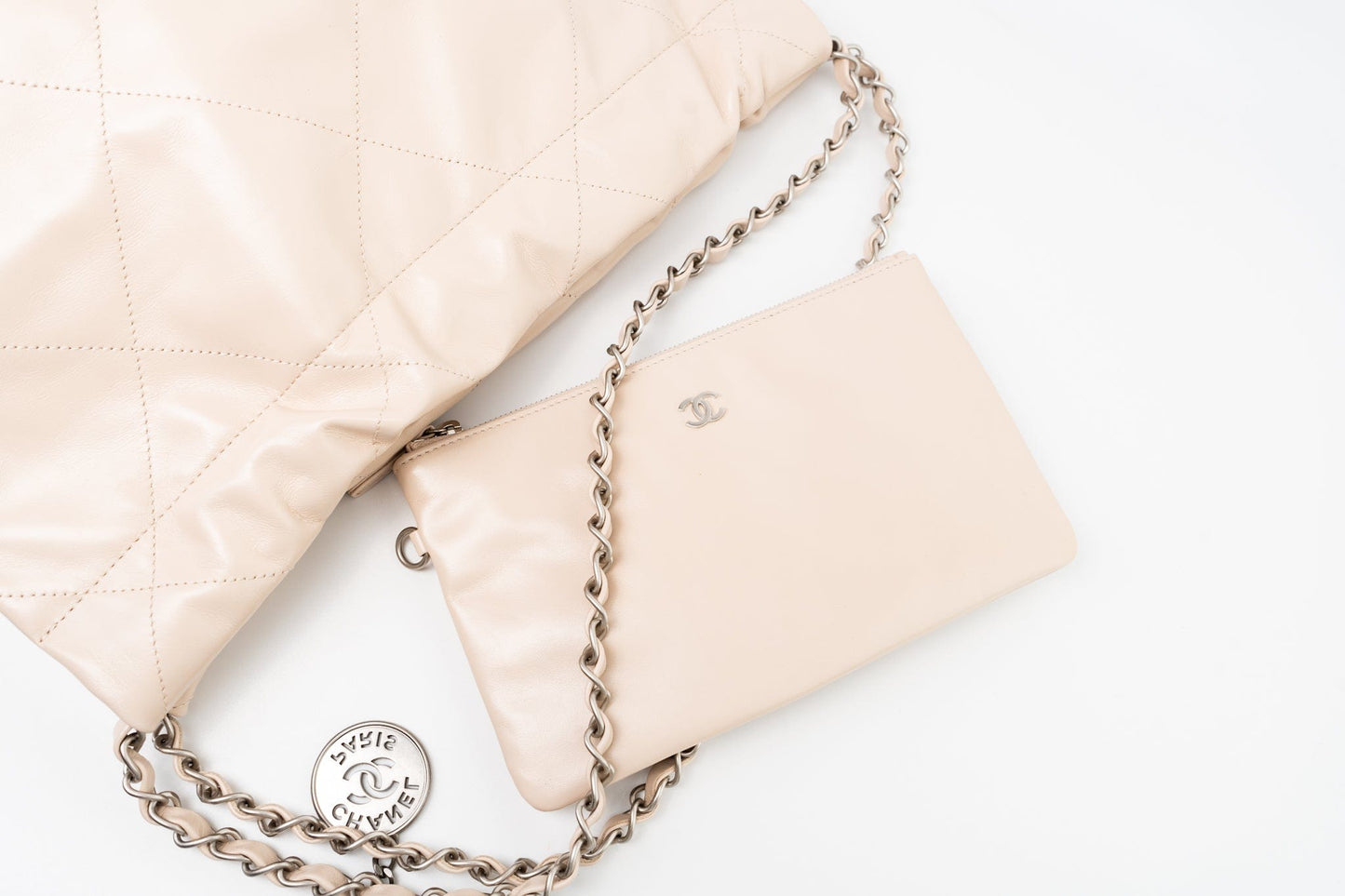 22P Ecru (nude) Small Calfskin Quilted 22 Bag