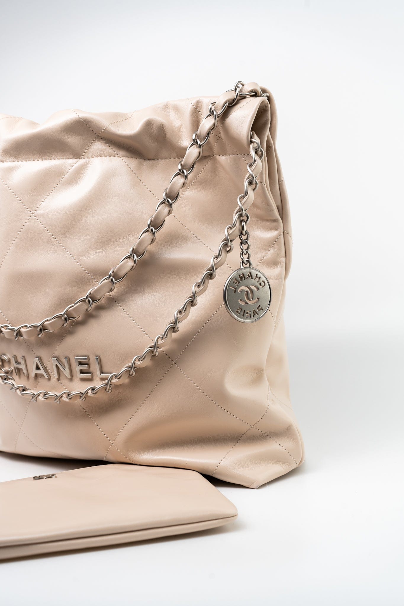 22P Ecru (nude) Small Calfskin Quilted 22 Bag