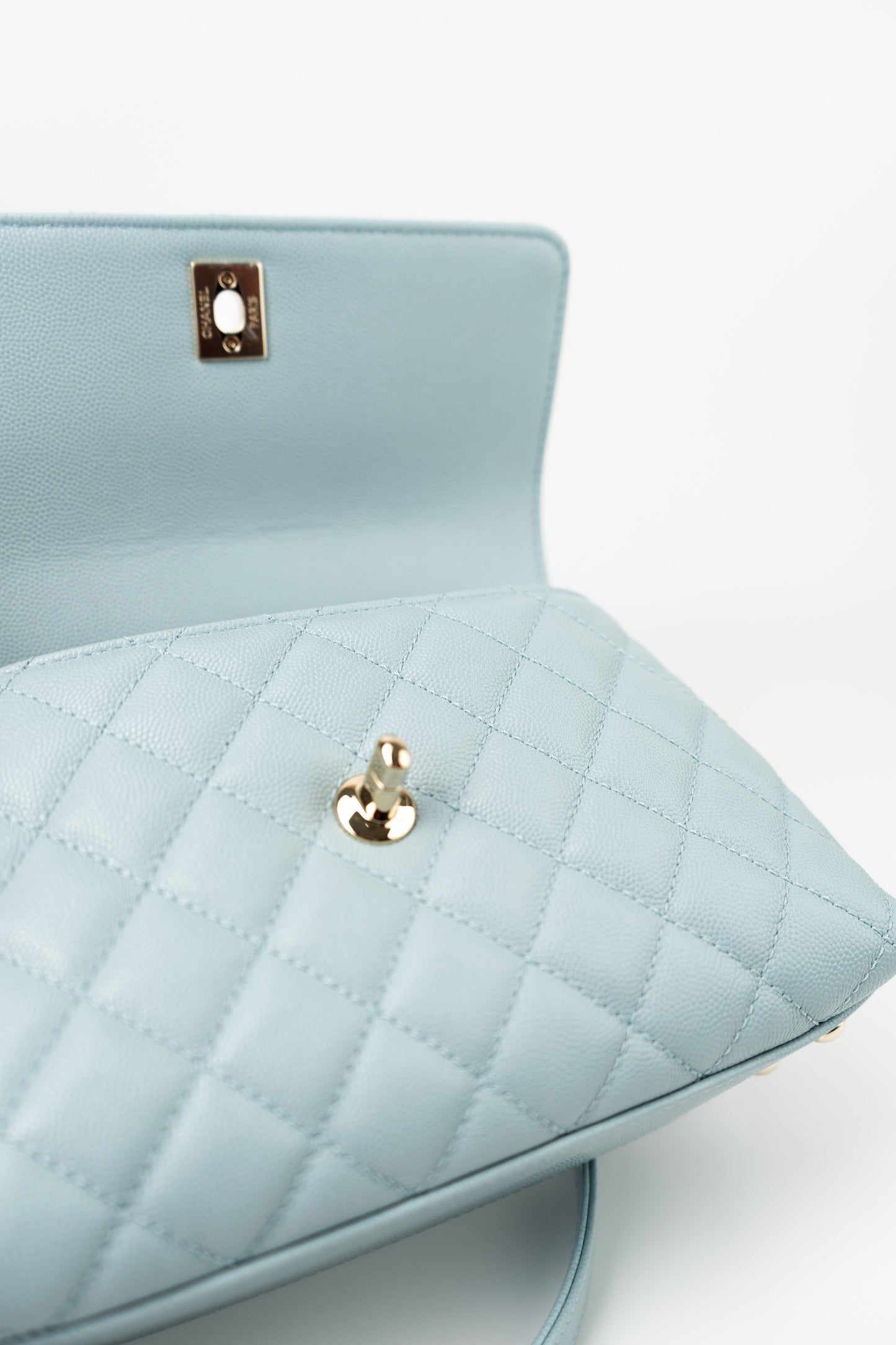22P Light Blue Caviar Quilted Coco Handle Small LGHW