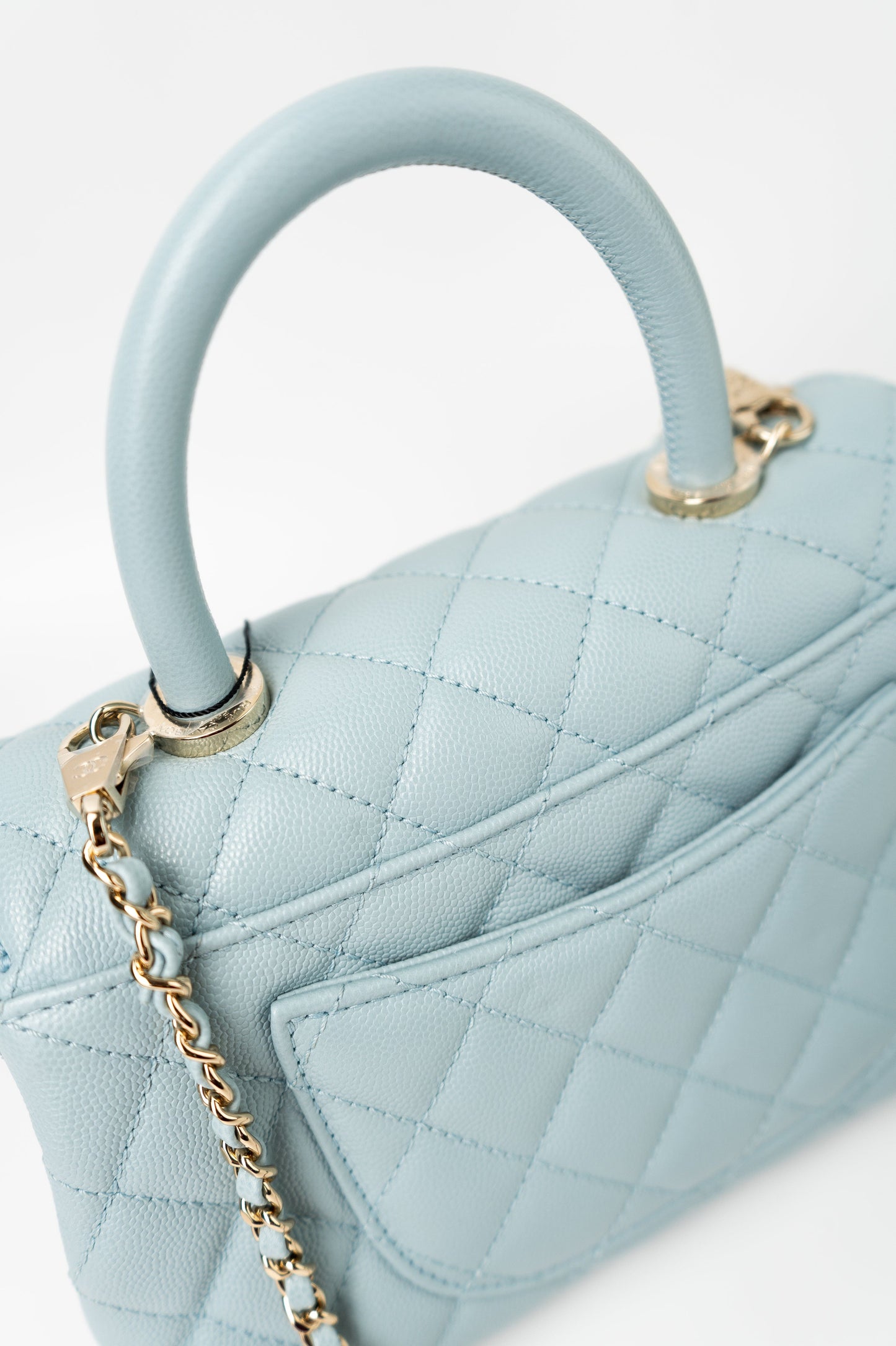 22P Light Blue Caviar Quilted Coco Handle Small LGHW
