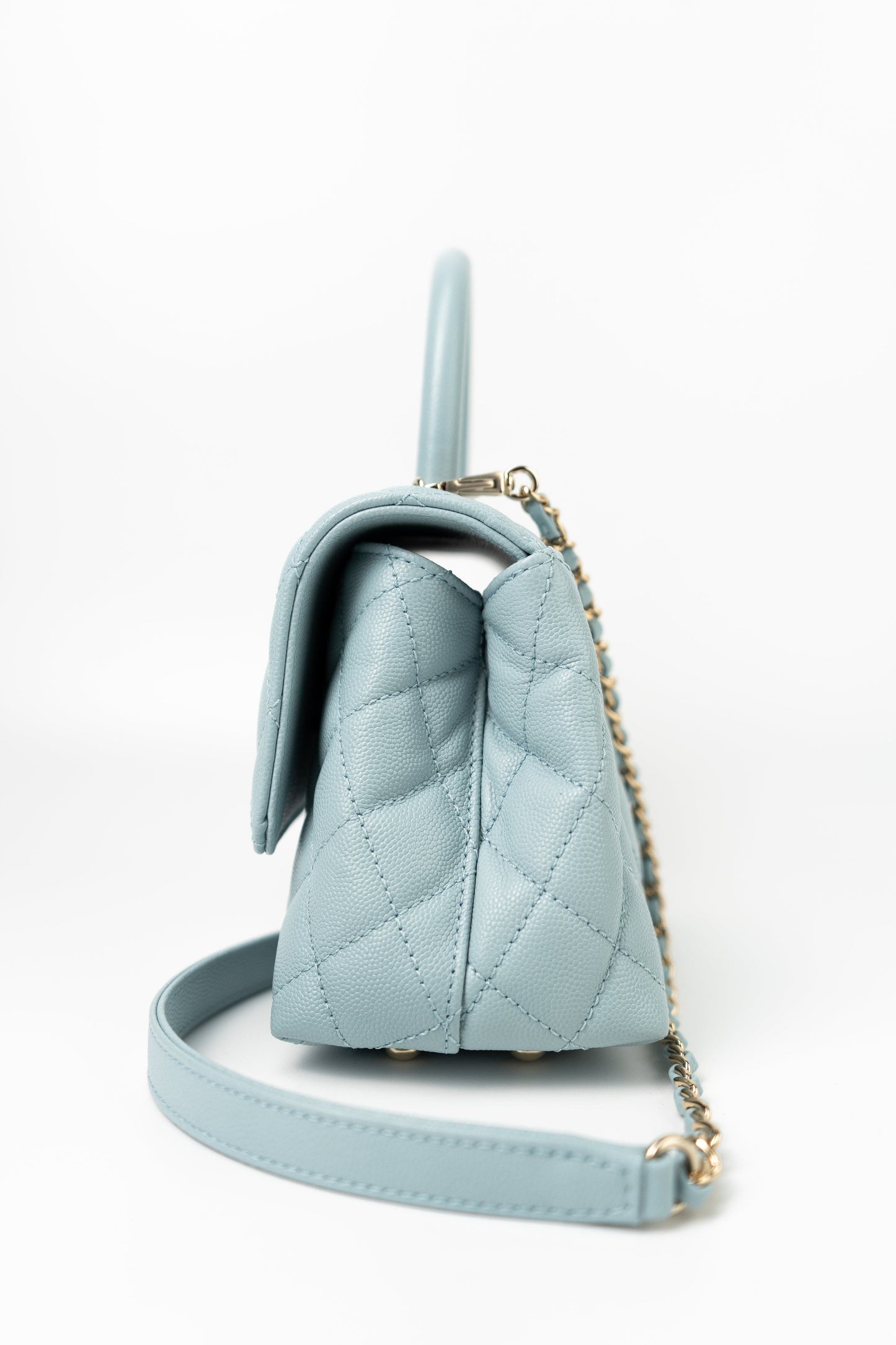 22P Light Blue Caviar Quilted Coco Handle Small LGHW