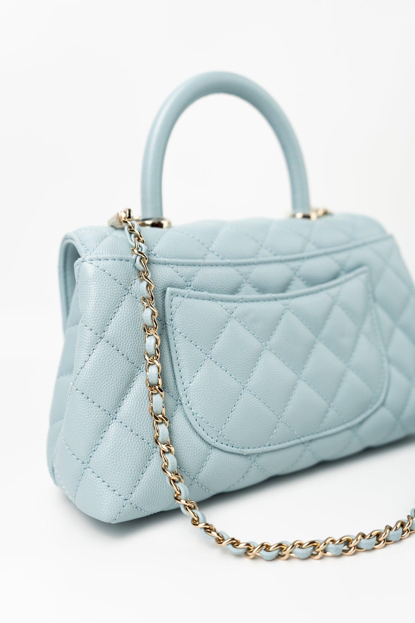22P Light Blue Caviar Quilted Coco Handle Small LGHW