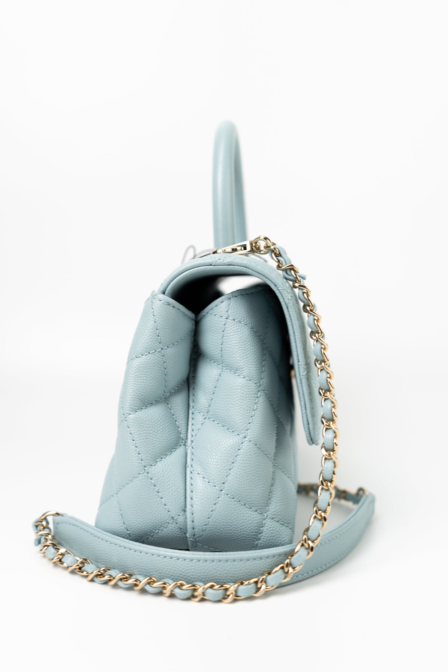 22P Light Blue Caviar Quilted Coco Handle Small LGHW