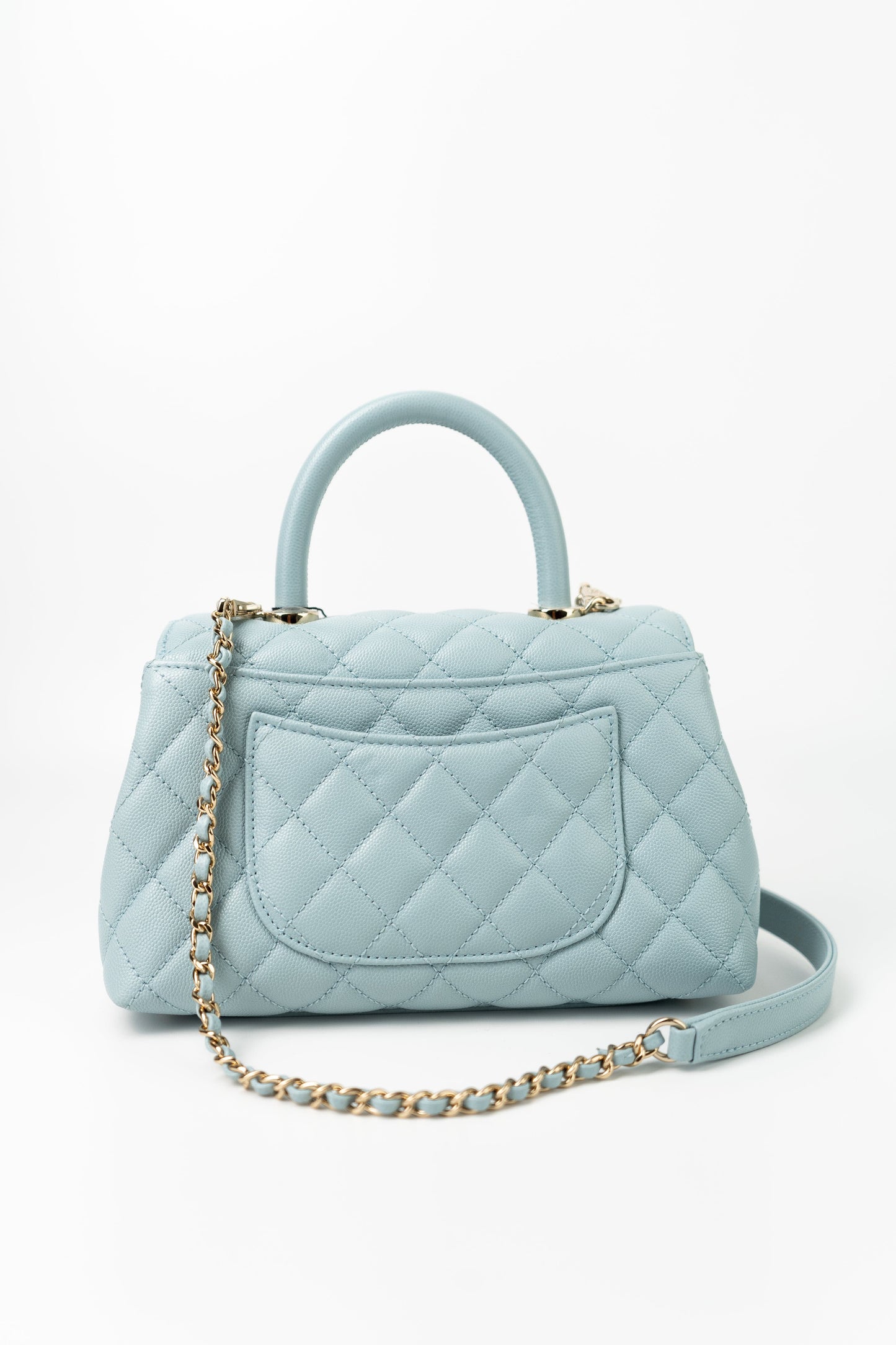 22P Light Blue Caviar Quilted Coco Handle Small LGHW