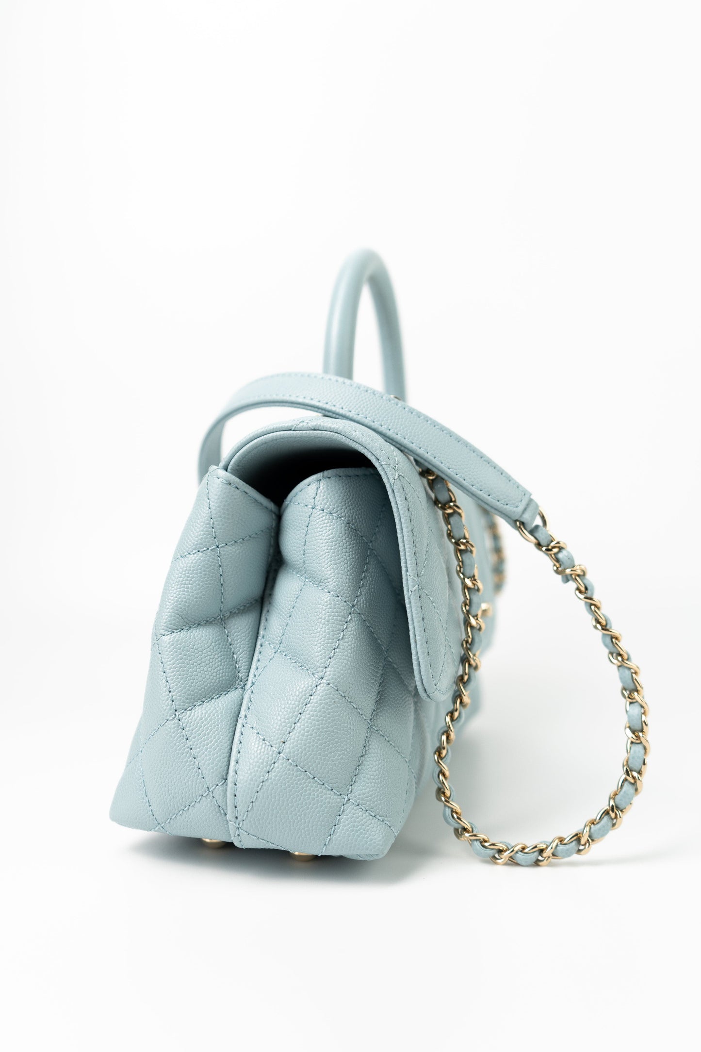 22P Light Blue Caviar Quilted Coco Handle Small LGHW