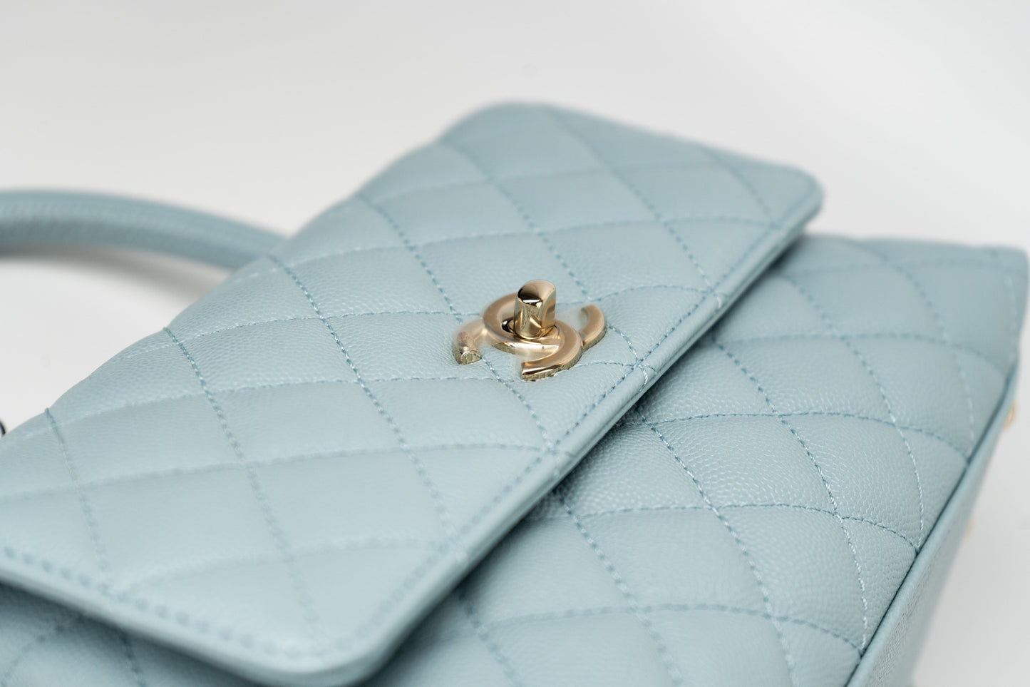 22P Light Blue Caviar Quilted Coco Handle Small LGHW