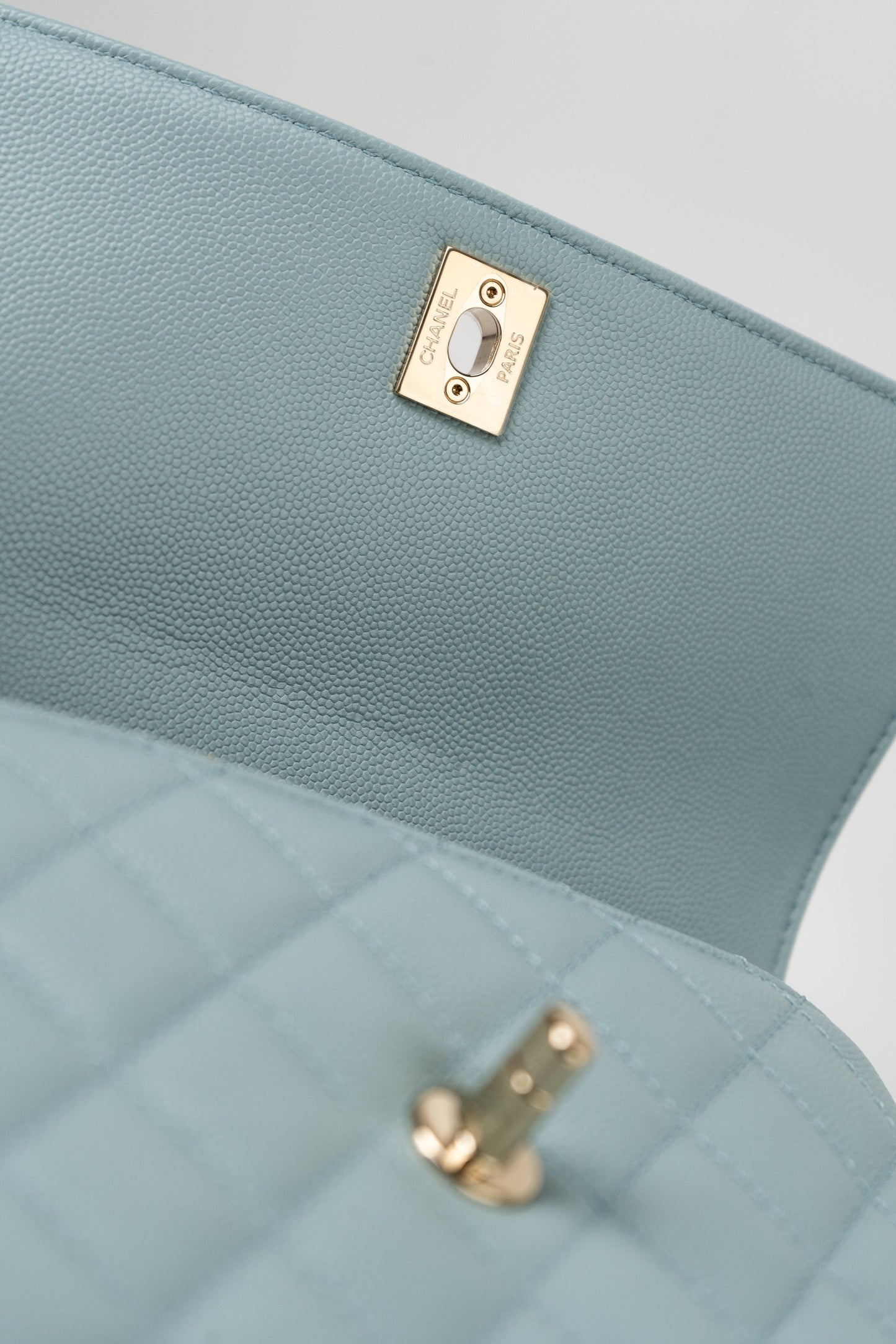 22P Light Blue Caviar Quilted Coco Handle Small LGHW