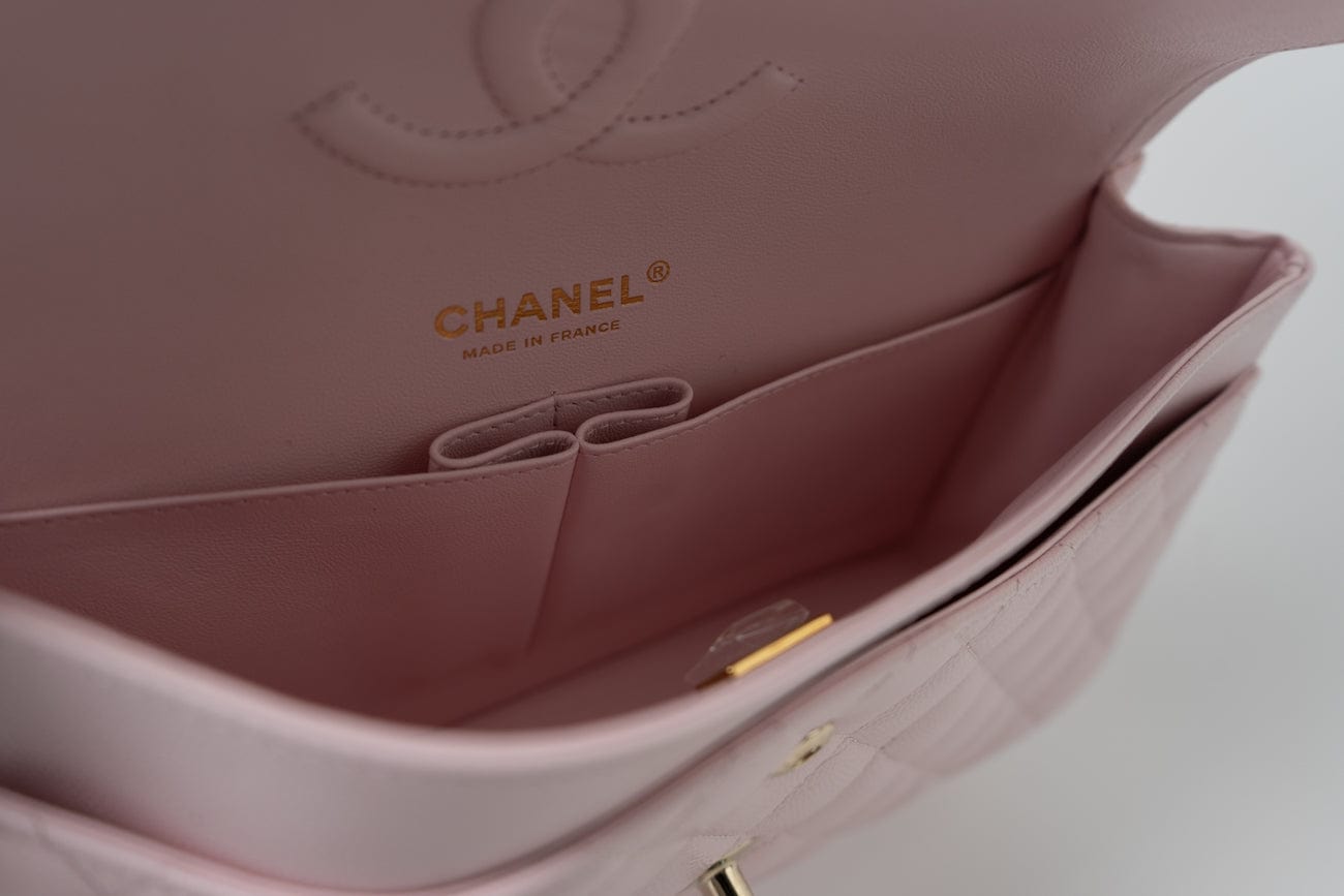 22P Light Pink Caviar Quilted Classic Flap Medium LGHW