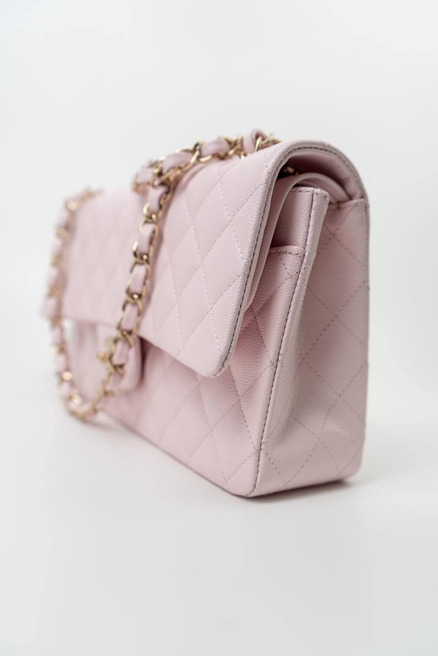22P Light Pink Caviar Quilted Classic Flap Medium LGHW