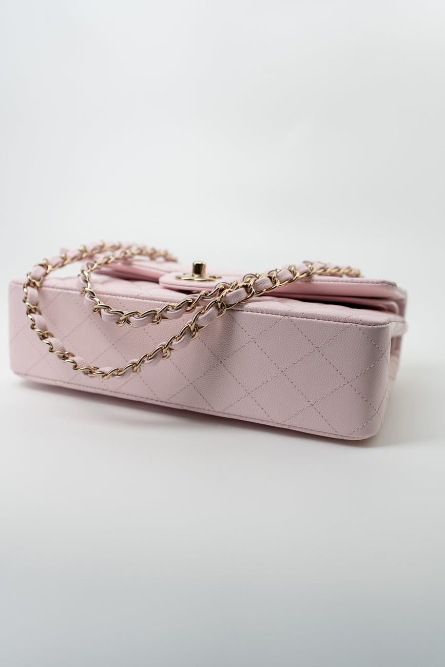 22P Light Pink Caviar Quilted Classic Flap Medium LGHW