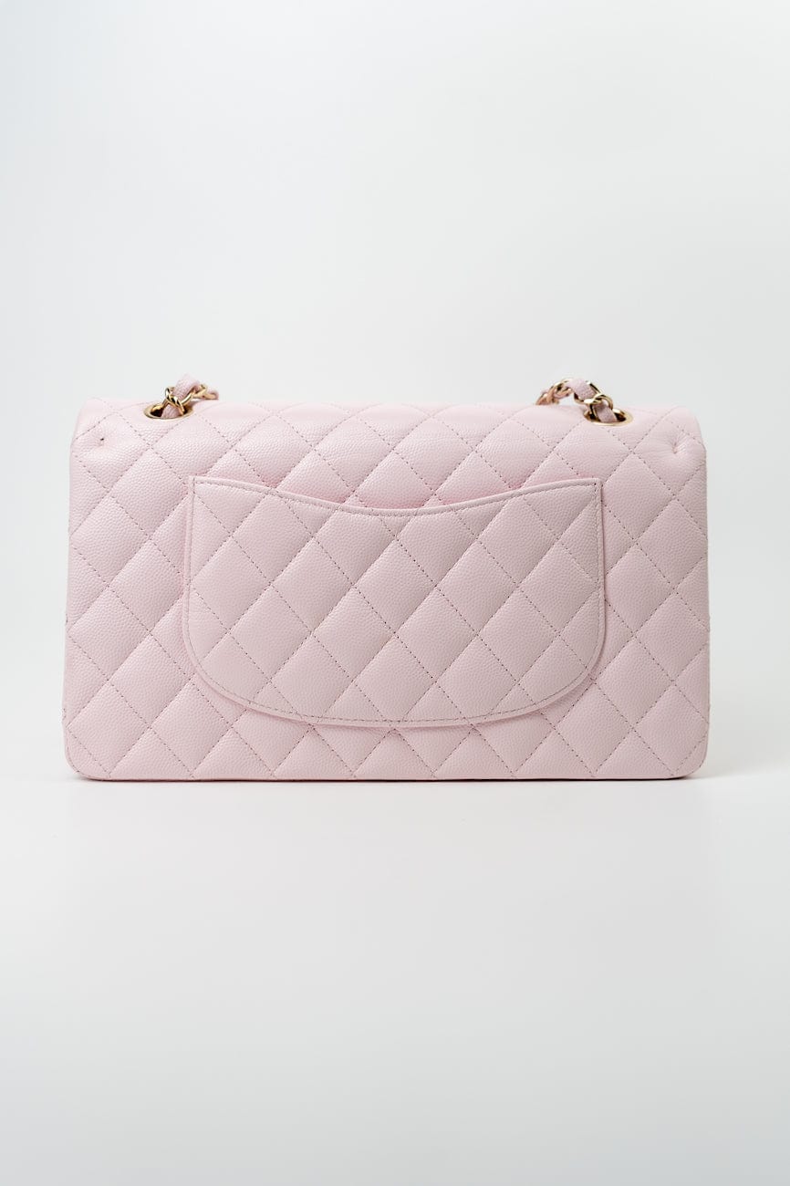 22P Light Pink Caviar Quilted Classic Flap Medium LGHW
