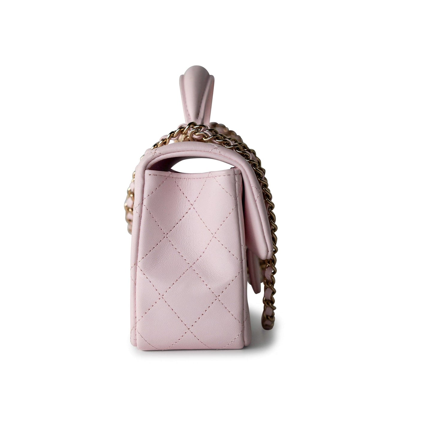 22P Light Pink Mini Top Handle Lambskin Quilted Light Gold Hardware