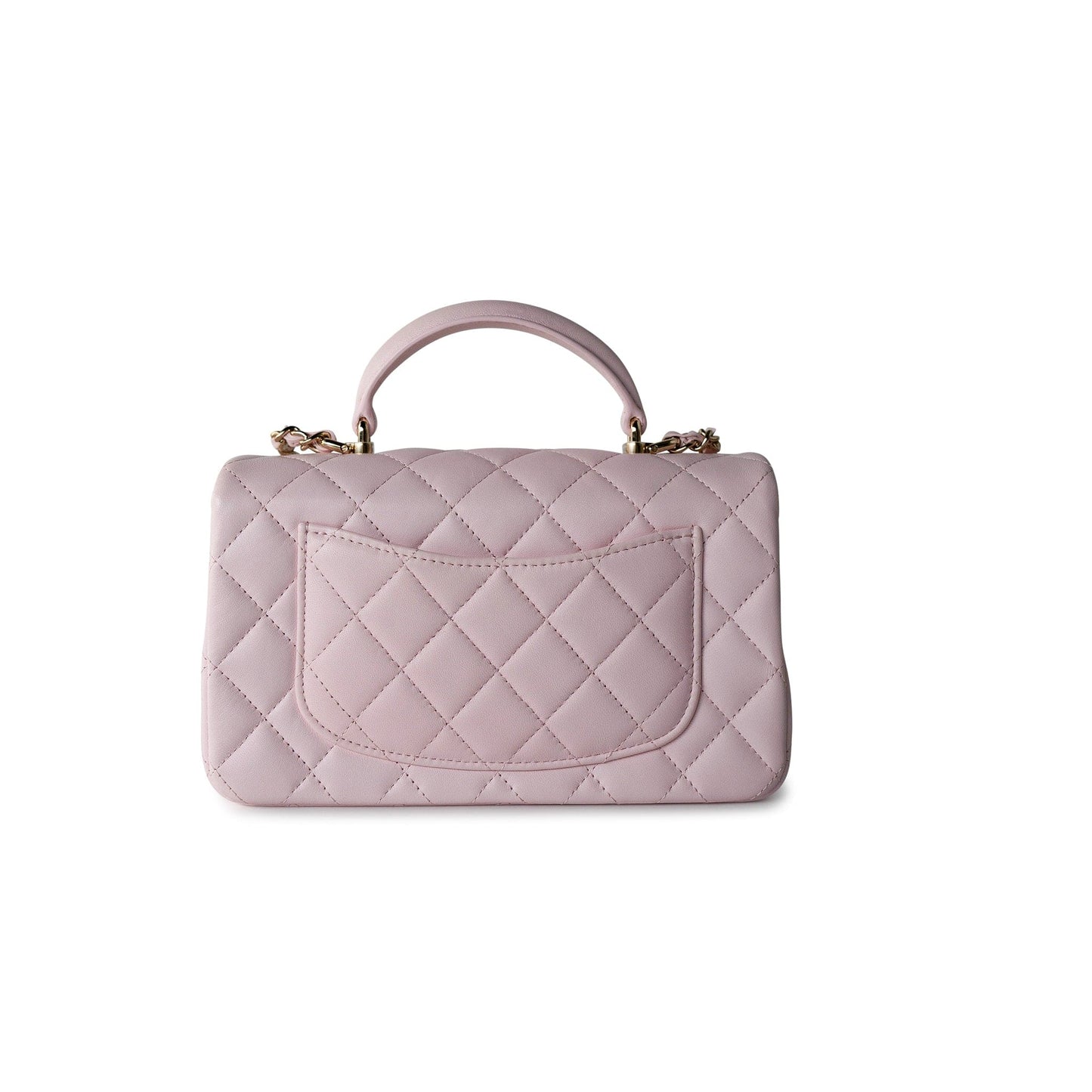 22P Light Pink Mini Top Handle Lambskin Quilted Light Gold Hardware