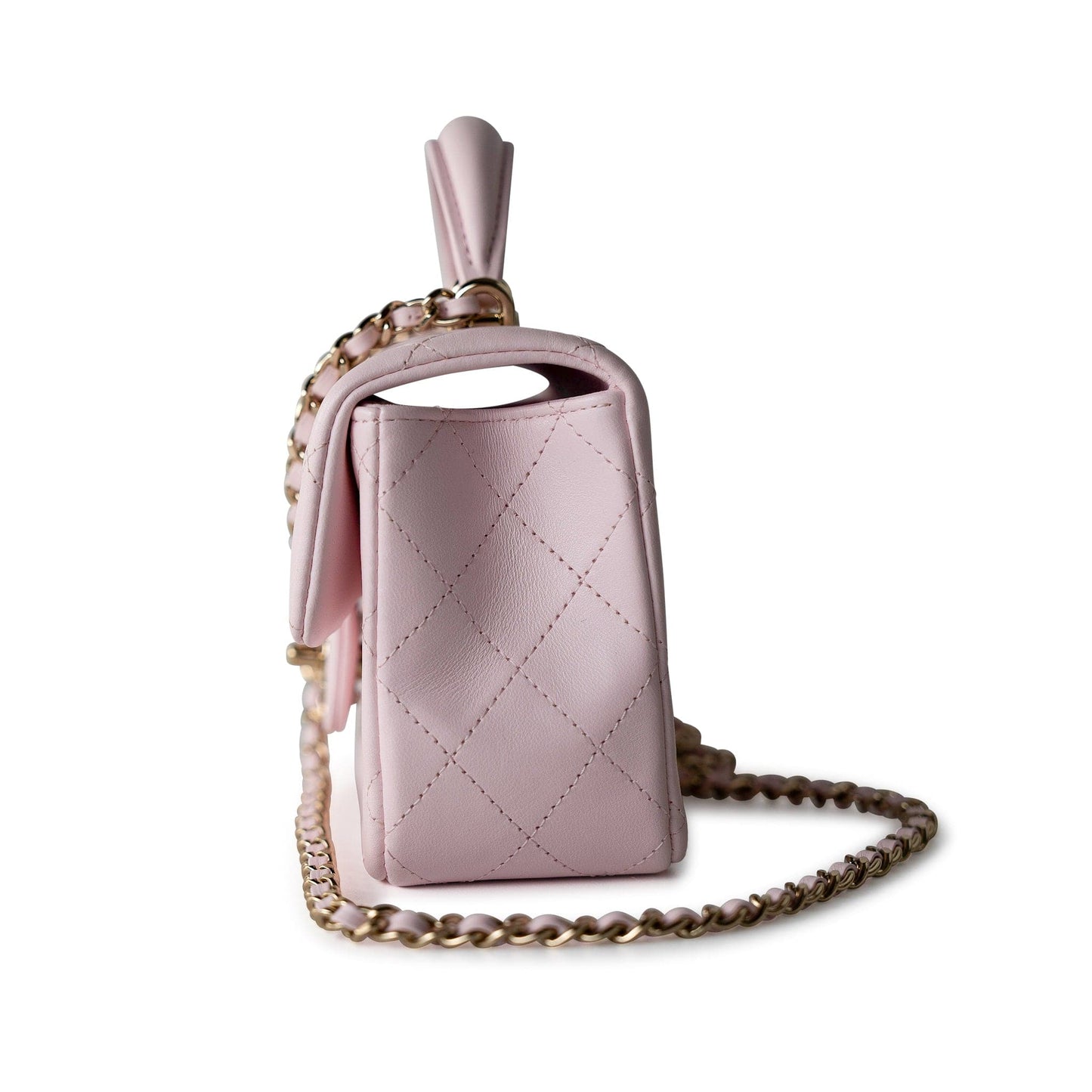 22P Light Pink Mini Top Handle Lambskin Quilted Light Gold Hardware