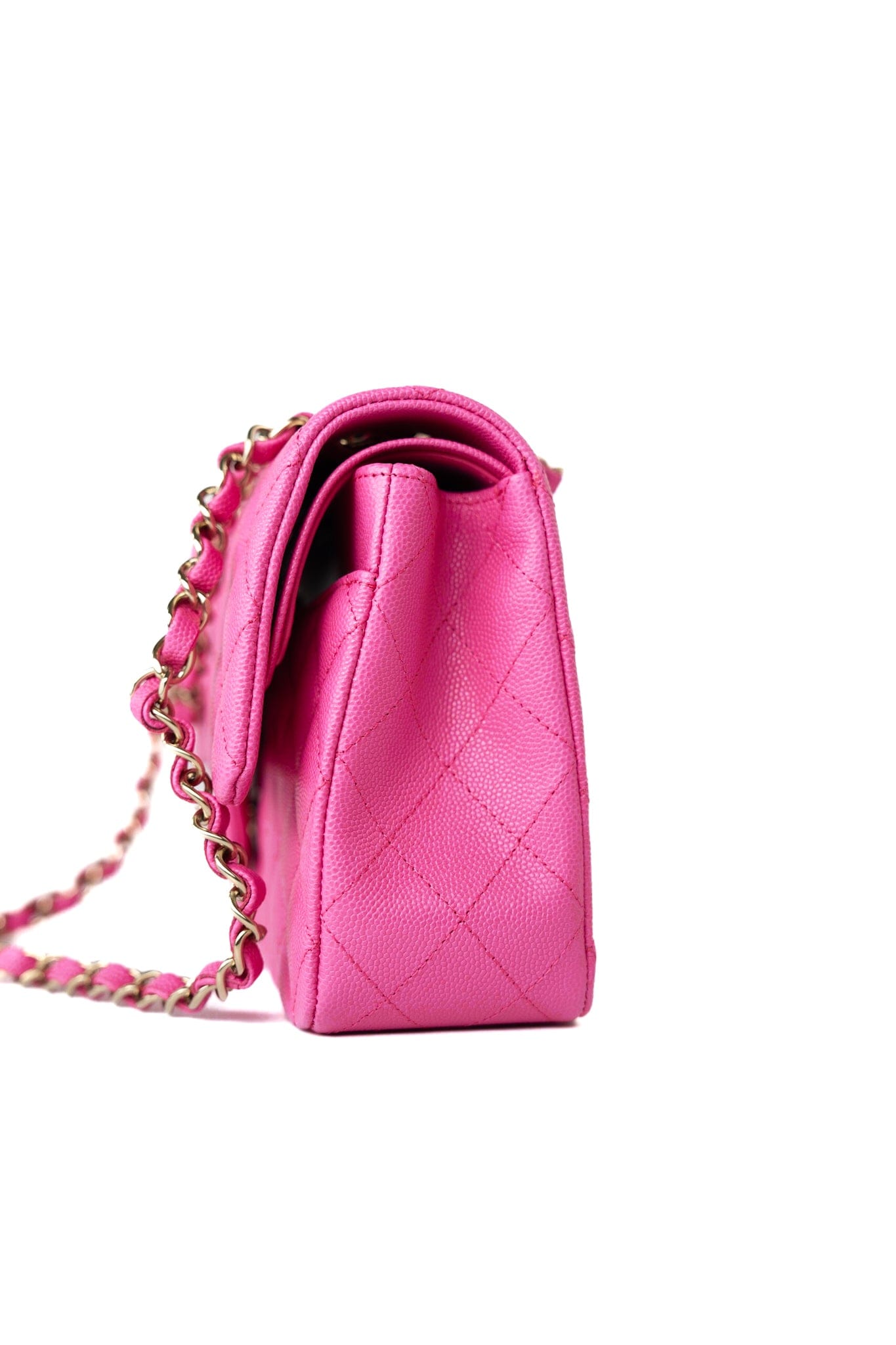 22P Pink Caviar Quilted Classic Flap Medium Light Gold Hardware
