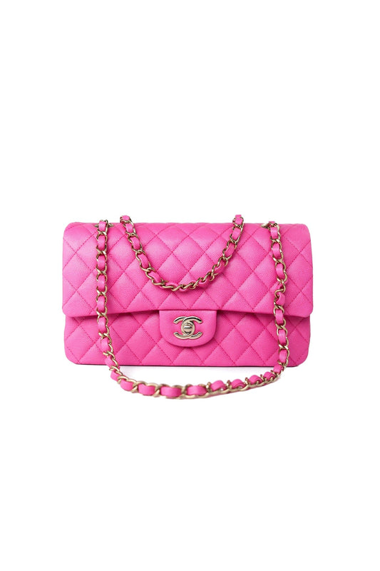 22P Pink Caviar Quilted Classic Flap Medium Light Gold Hardware