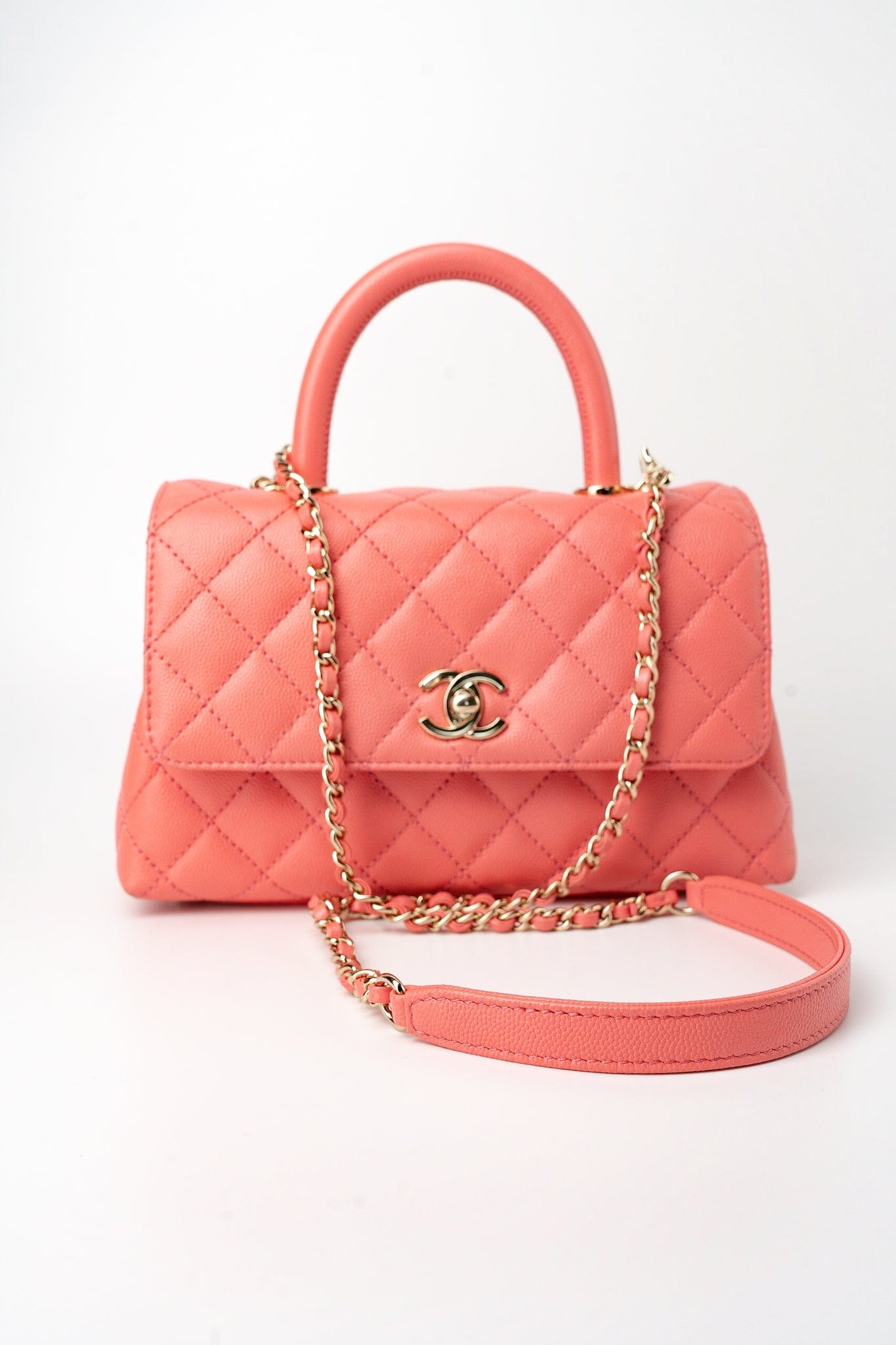 22P Pink Caviar Quilted Coco Handle Small LGHW