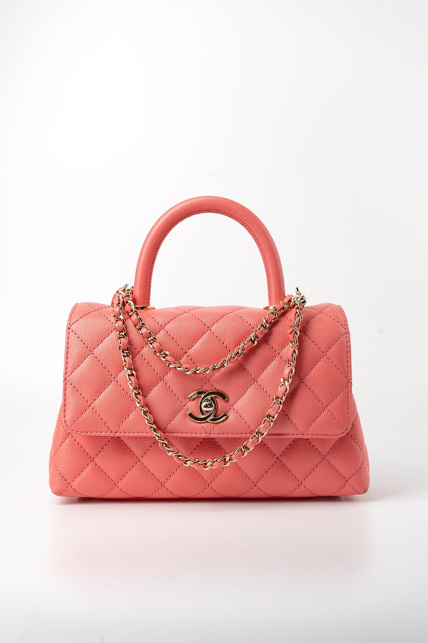 22P Pink Caviar Quilted Coco Handle Small LGHW