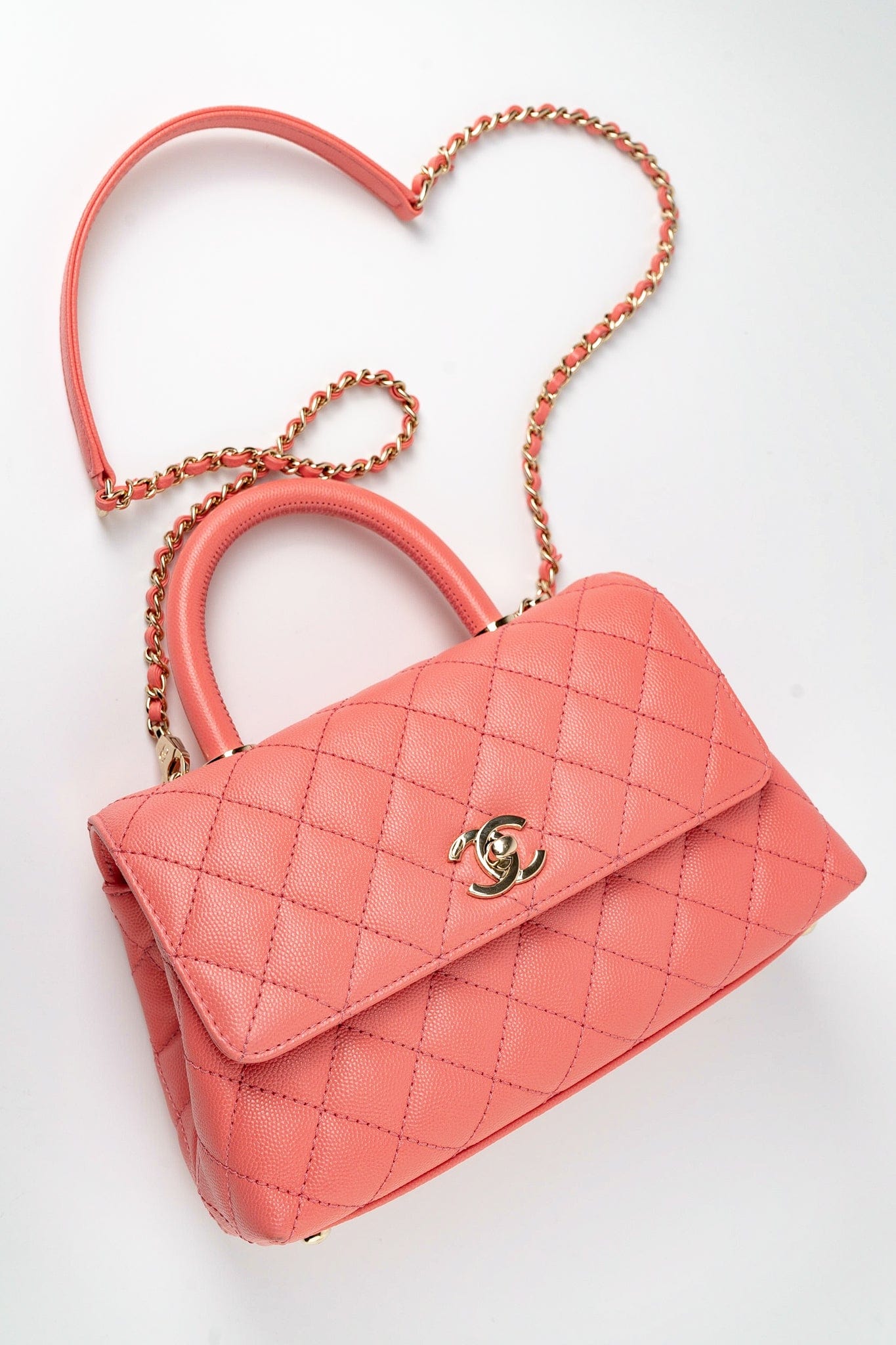 22P Pink Caviar Quilted Coco Handle Small LGHW
