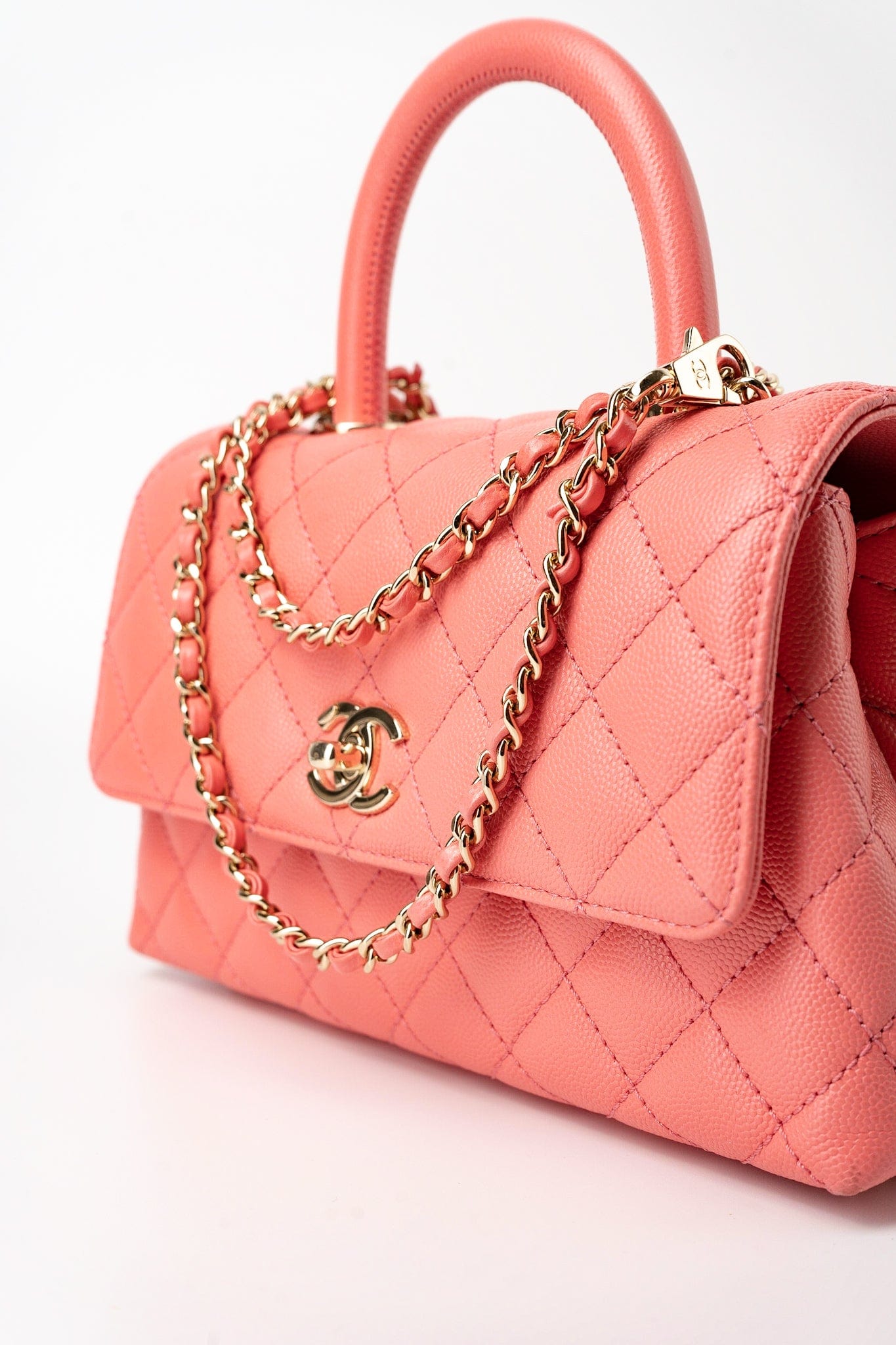 22P Pink Caviar Quilted Coco Handle Small LGHW