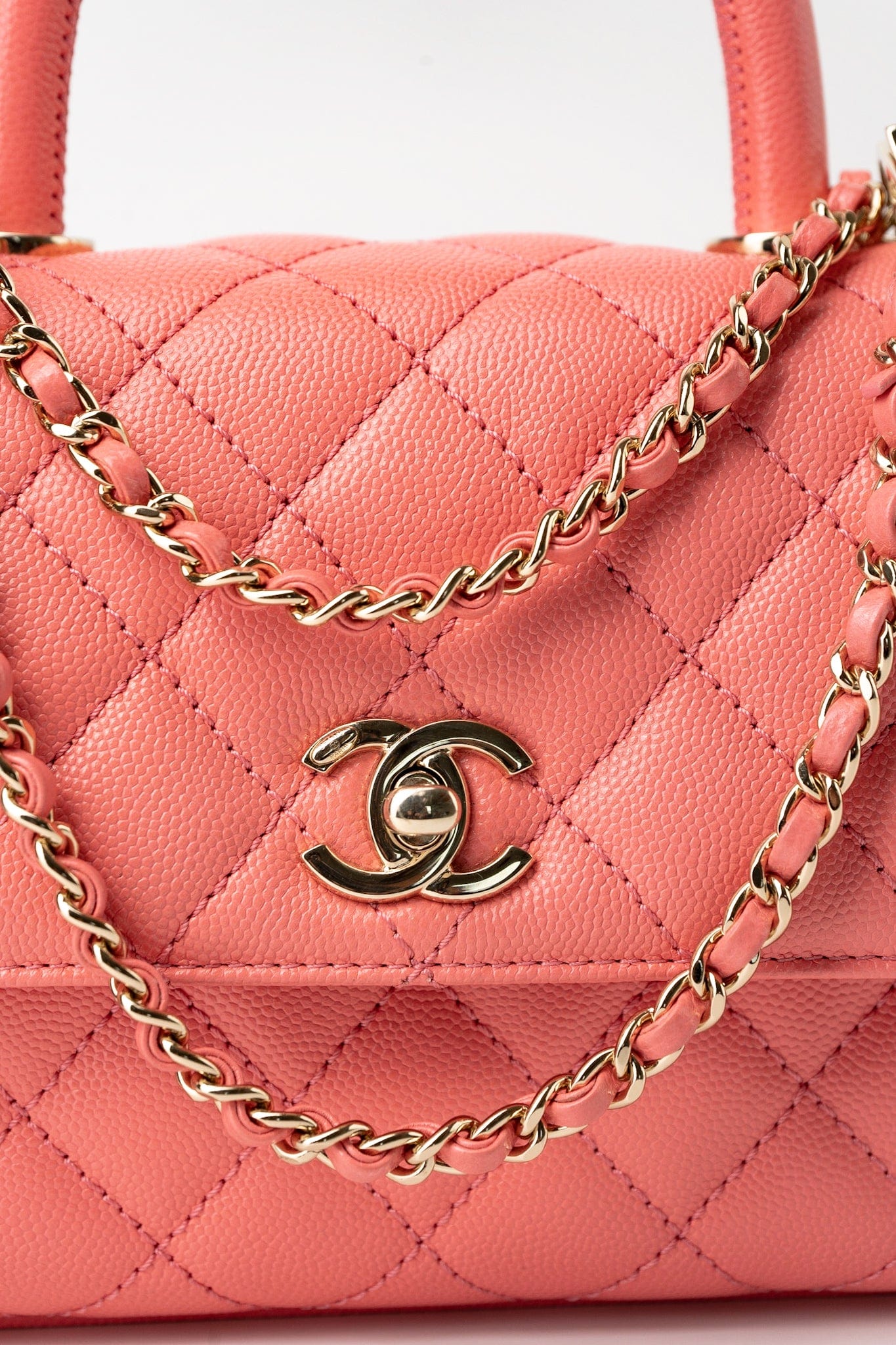 22P Pink Caviar Quilted Coco Handle Small LGHW