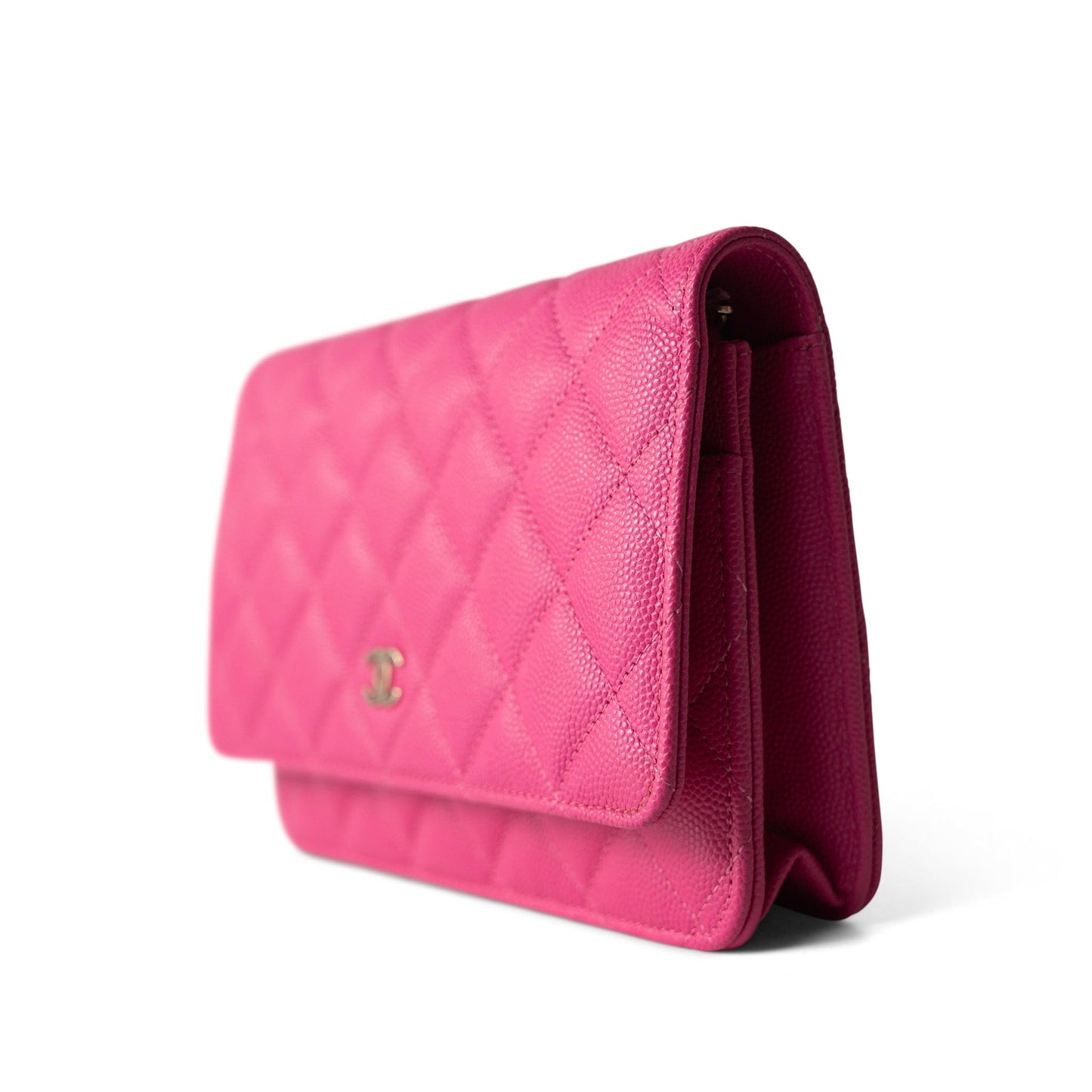22P Pink Caviar Quilted Wallet on Chain Light Gold Hardware