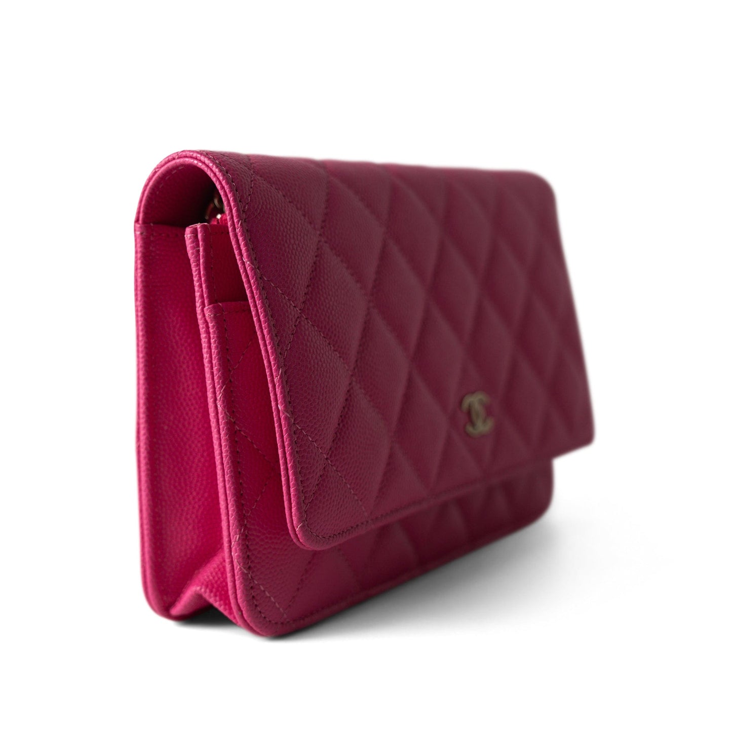 22P Pink Caviar Quilted Wallet on Chain Light Gold Hardware