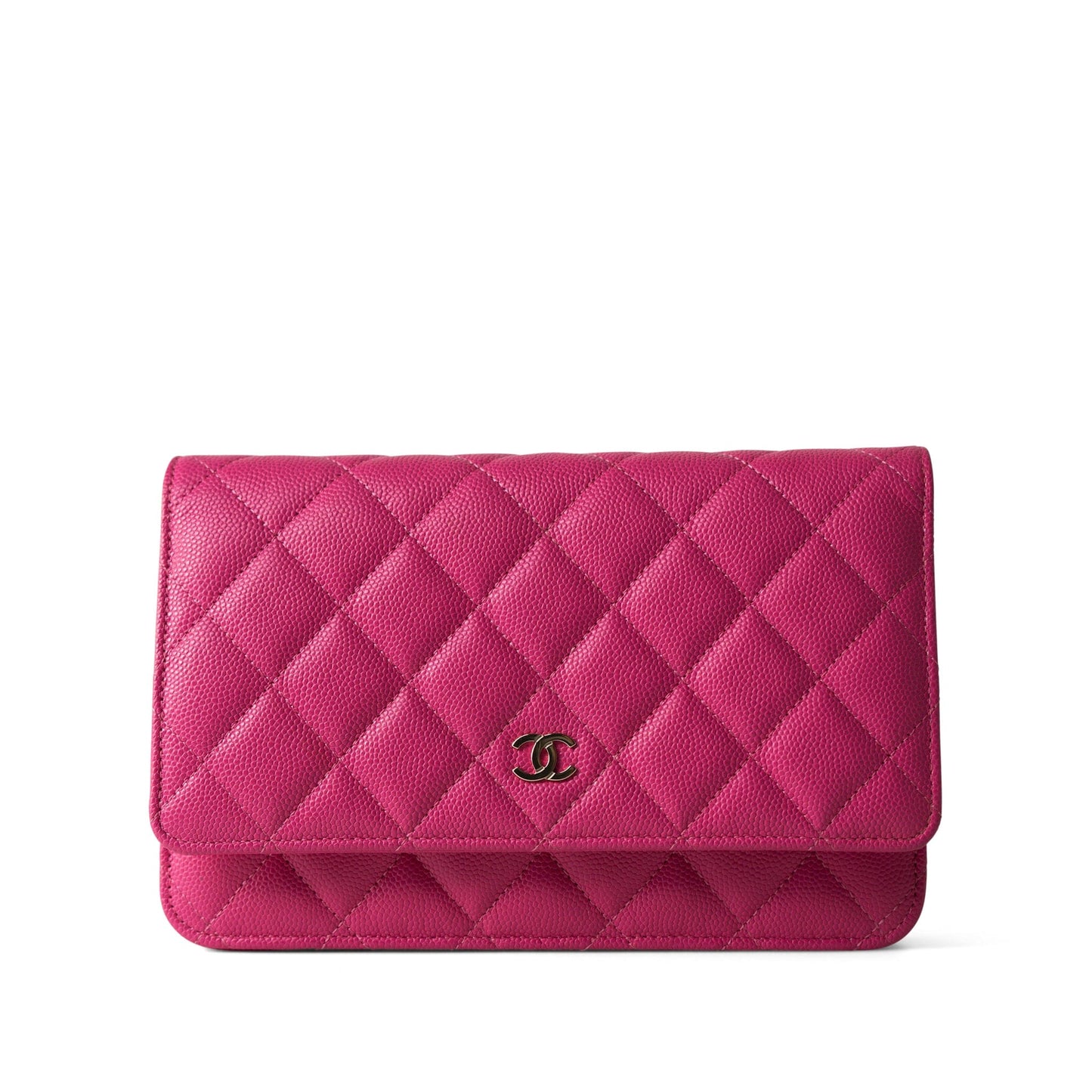 22P Pink Caviar Quilted Wallet on Chain Light Gold Hardware