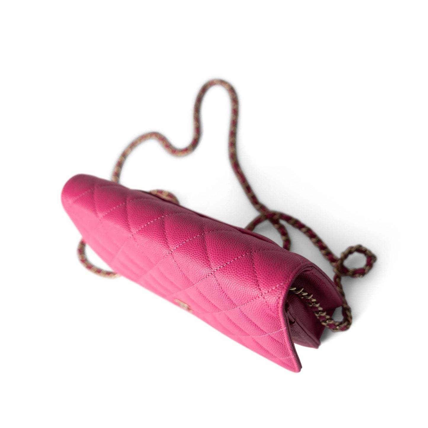 22P Pink Caviar Quilted Wallet on Chain Light Gold Hardware