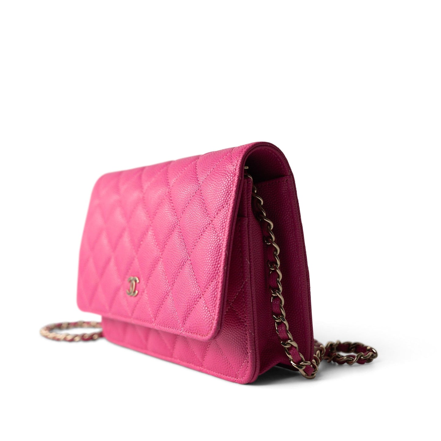 22P Pink Caviar Quilted Wallet on Chain Light Gold Hardware